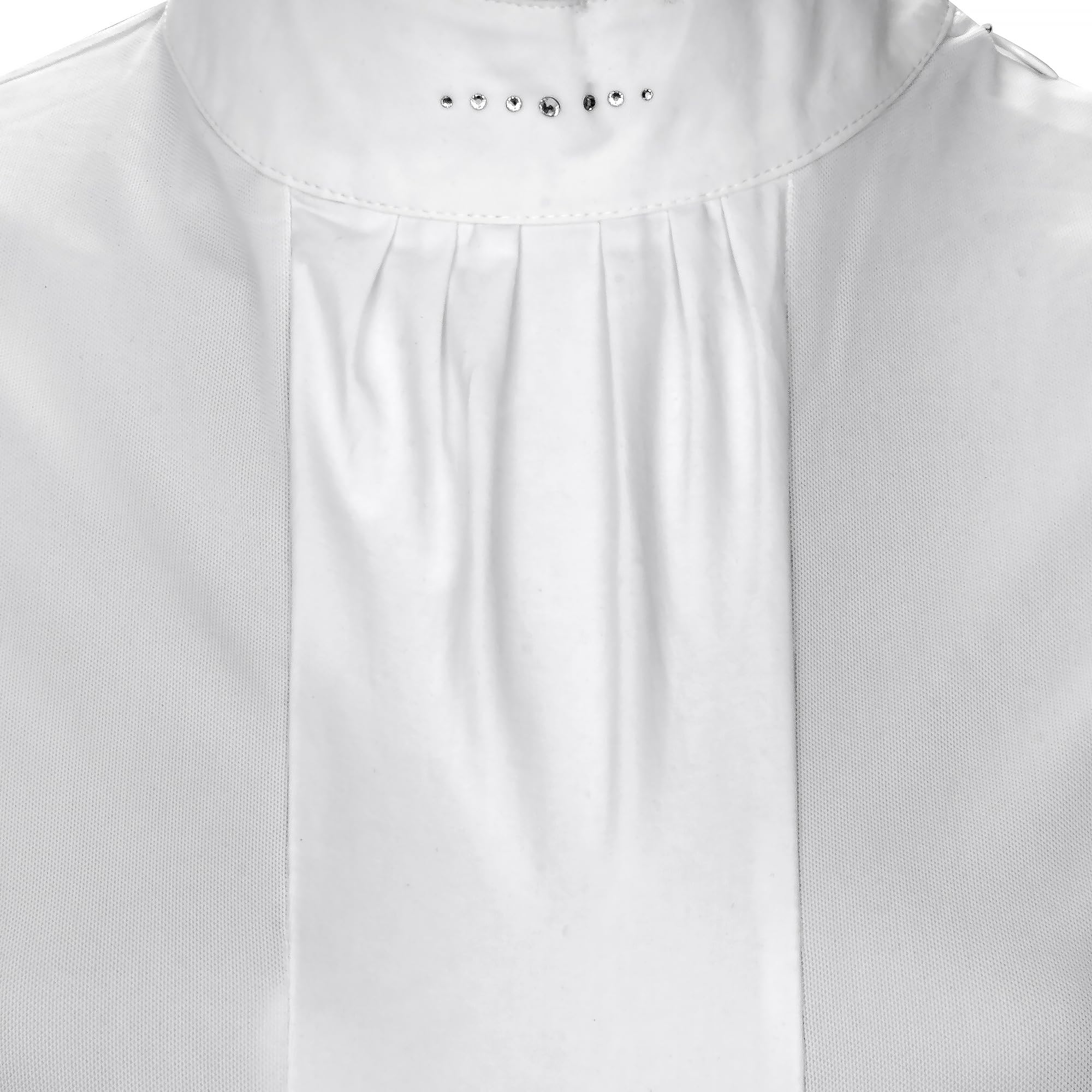 Emery 24SS - Camiseta de equitación para mujer, manga corta, color blanco, con encaje, transpirable y elegante, Blanco, L