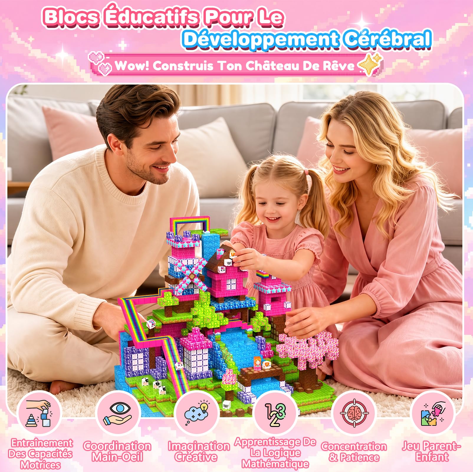 Cube Magnétique, 150 PCS Magnetic Blocks Jeux Magnetique Enfant Jouet 3 Ans