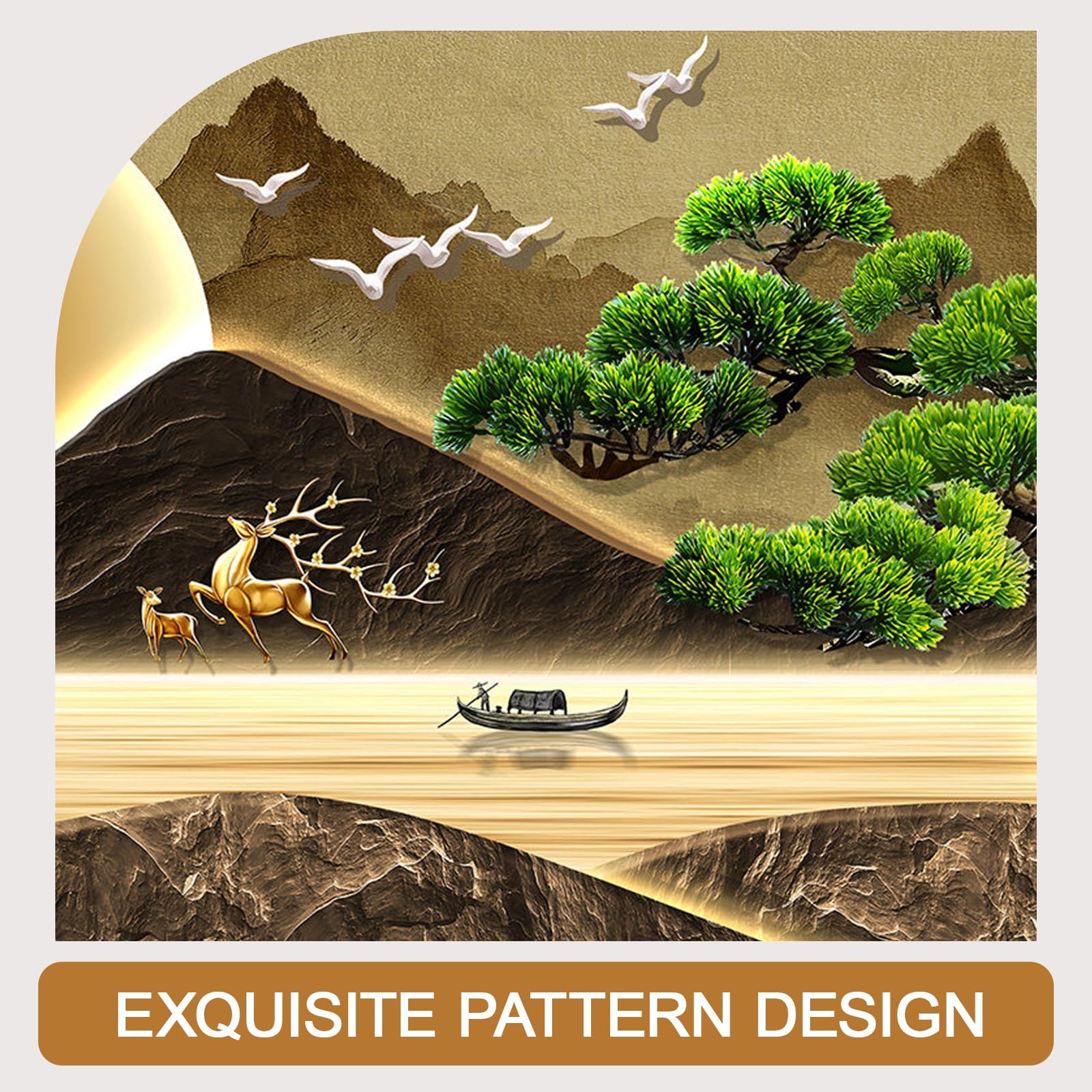 VOLDAX Arte de Pared 3D con Luces, Pintura Cuadros Decorativos Colgante 3D, Moderna Y Sencilla, Para Sala De Estar, Entrada(Brown D,100 * 33cm/39.4 * 13in)