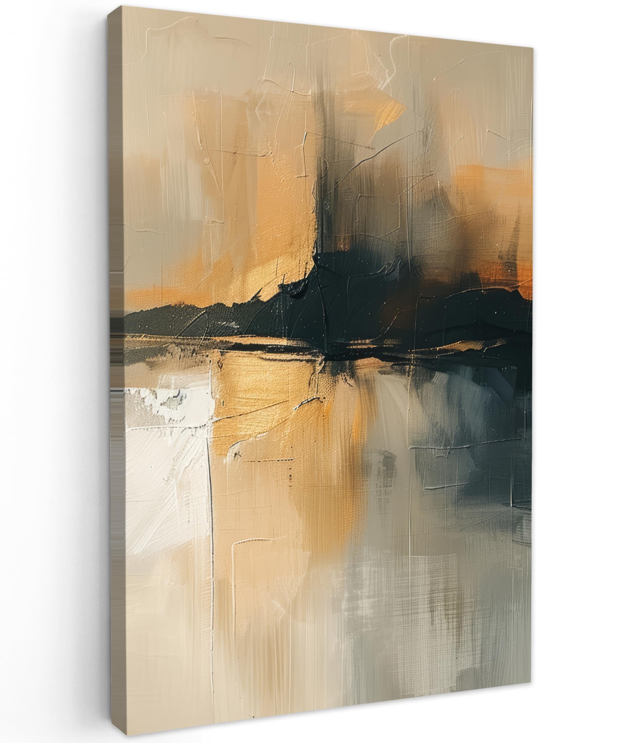 MuchoWow© Canvas Wall Art Work 24"x35" / 60x90 cm House Decoration for Living Room Home Decor Pictures Walls Modern art - Abstract - Black — image 1