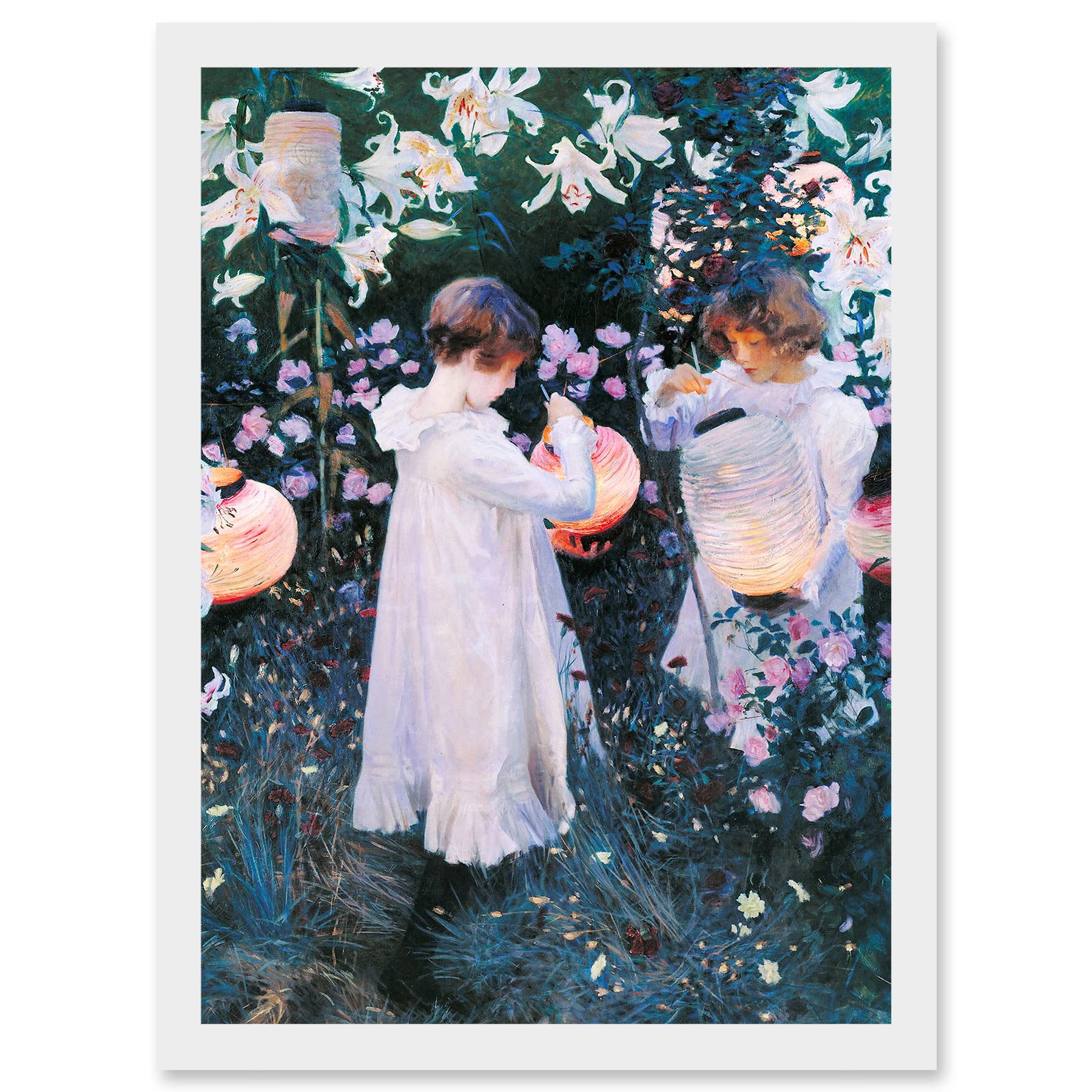 Artery8 John Singer Sargent Carnation Lily Rose Painting A4 Artwork Framed Wall Art Print