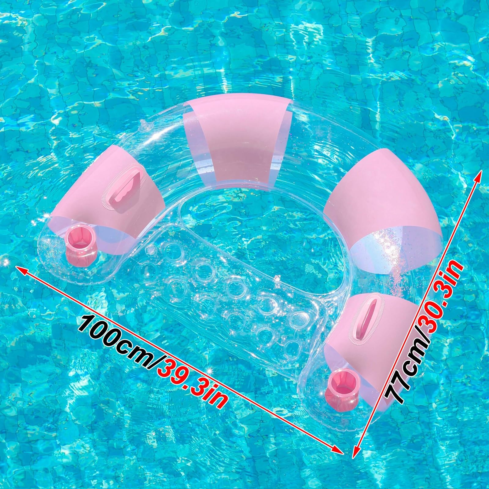 Bouee Piscine Adulte, Fauteuil Gonflable Piscine | Avec Poignée et Porte-gobelet, Forme en U, Idéal pour les Fêtes Aquatiques