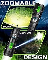 Vista 4 de Linternas LED Victoper, linterna táctica recargable de alta potencia y alto lúmenes súper brillante, 5 modos, con zoom, impermeable, luces de flash