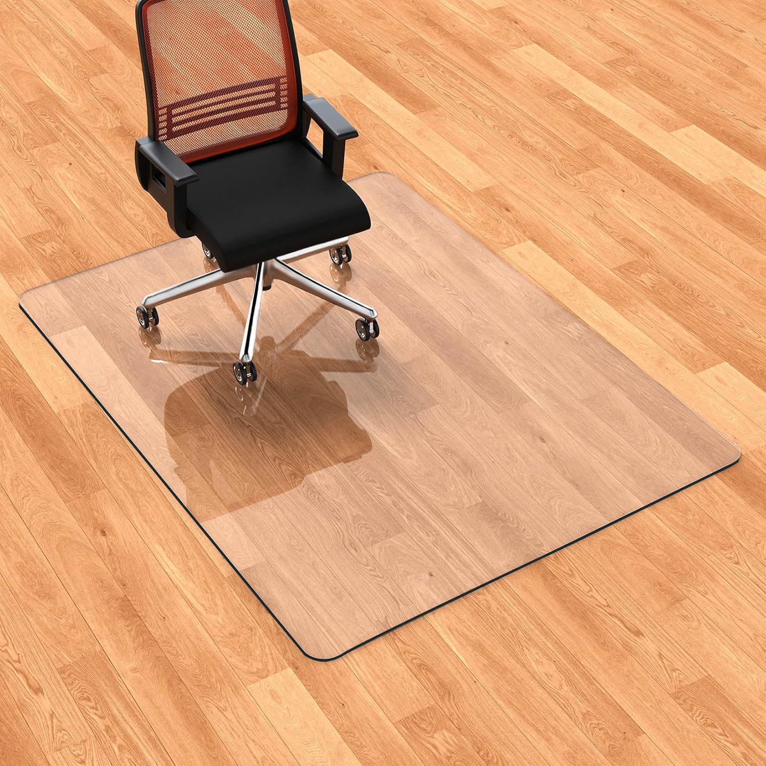 Office Chair Mat for Hardwood Floor, 35" x 55" Clear Chair Mats, 1/5" Thick Plastic Mat for Under Office Chair, Desk Floor Protector for Rolling Chairs, for Hardwood or Low Pile Carpet