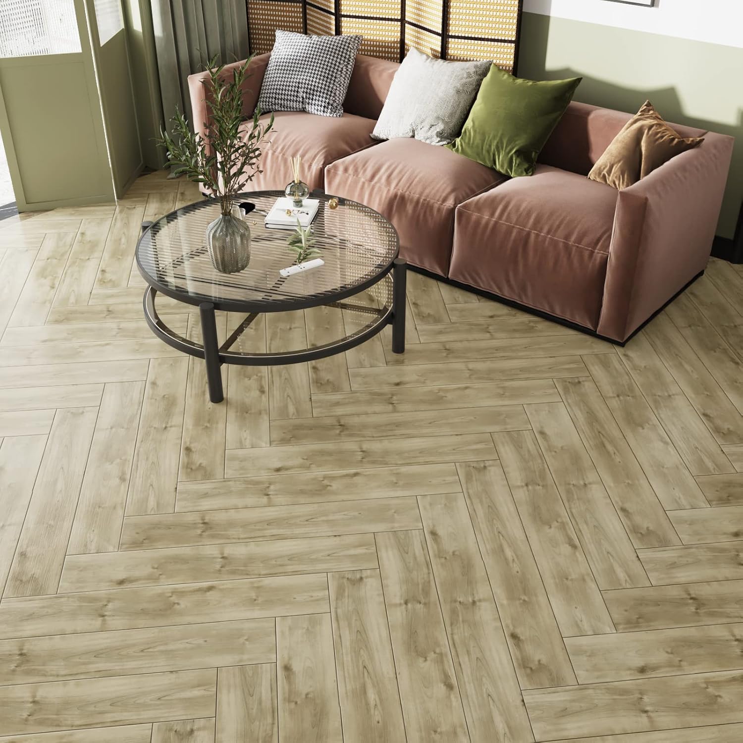 Wallercity 16PCS Brown Peel and Stick Floor Tile Wood Planks Vinyl