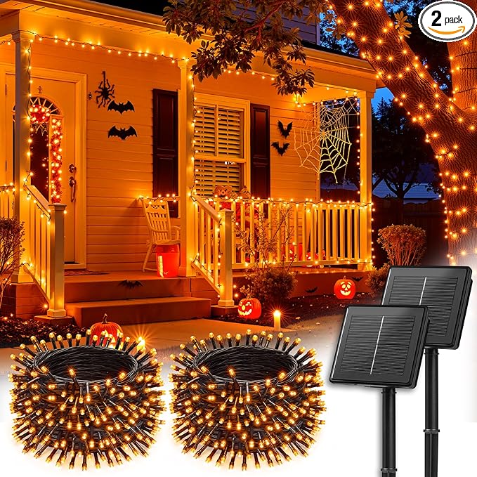 Product: Brightown 2 Pack Halloween Solar String Lights Outdoor, Total 144Ft 400 LED Twinkle Fairy Lights Waterproof with 8 Modes Auto On/Off for Patio Tree Garden Party Home Decorations (Orange)