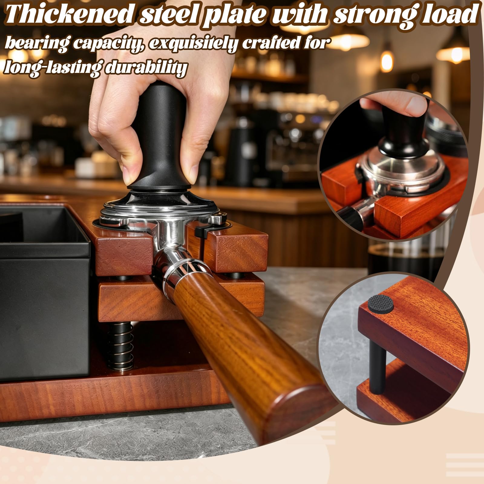 Estación Tamper Cafe, Estación de Prensado Café para Portafiltro de 51 54 y 58 mm, Station Tamper Café de Espresso, Soporte para Accesorios de Espresso para Barista en Cocina de Hogar Cafetería