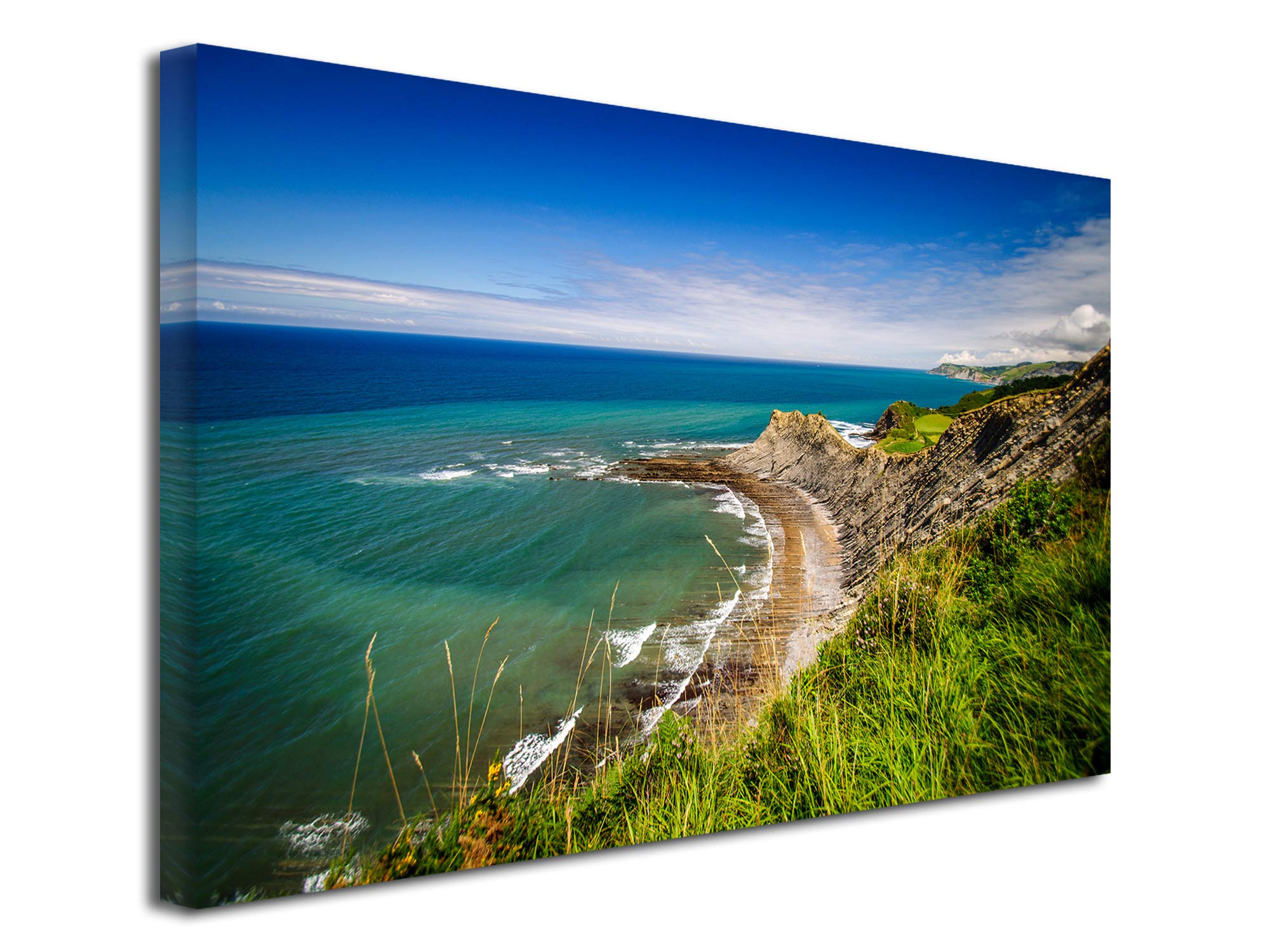 DECLINA Quadro Su Tela Spiaggia Tropicale – 80x50 Cm, Stampa HD, Telaio In Legno Di Pino, Made In France