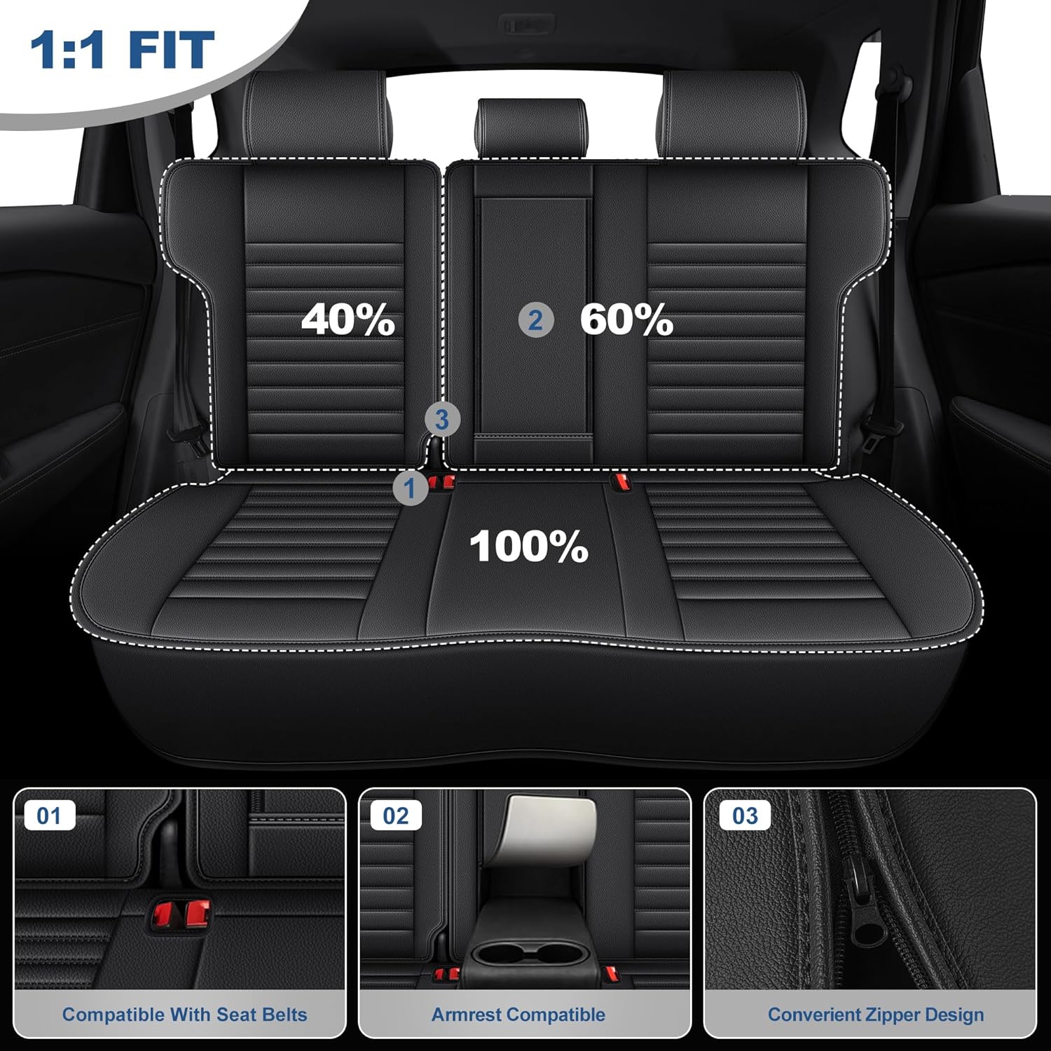 for Nissan Rogue Seat Covers SV/S/SL/Platinum(Not for Sport) 2021 2022 2023 2024 2025 2026 Leather Car Seat Covers Full Set for Rogue Seat Cushion Protector (Black, 5 Seats)