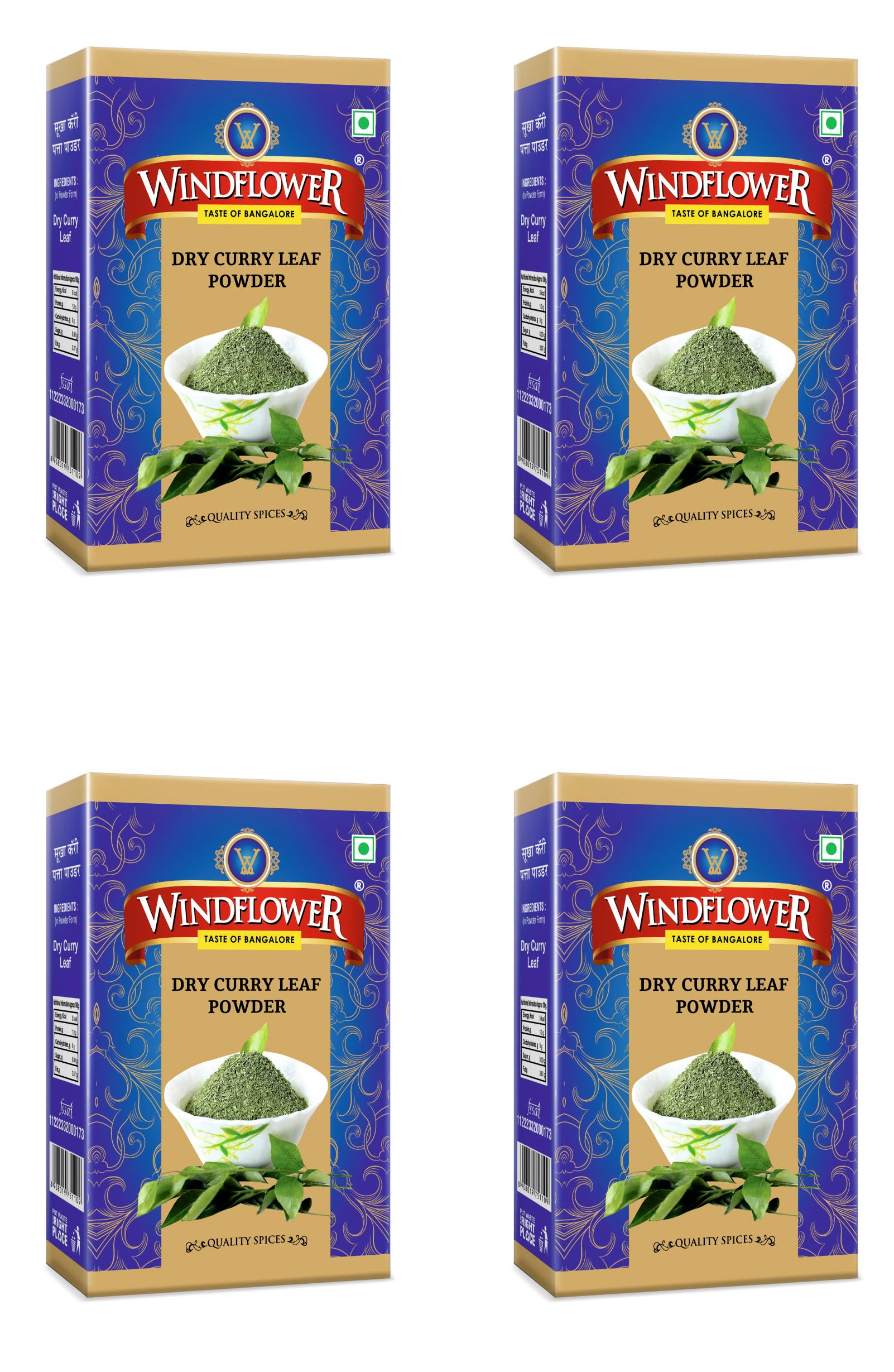 Dry Curry Leaf Powder | Pack of 4 100g each | Natural & Aromatic | Ideal for Cooking, Seasoning & South Indian Recipes
