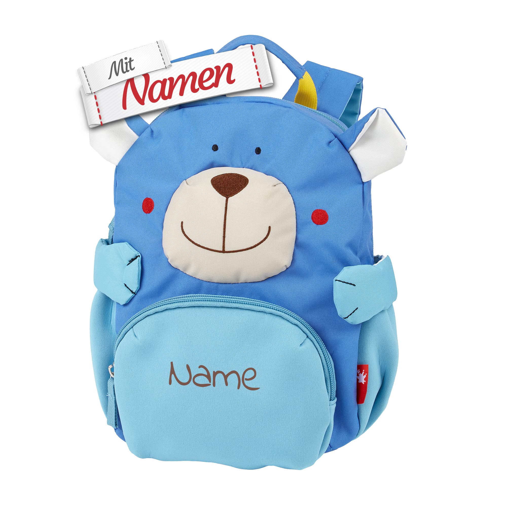 LALALO Sigikid Kindergartenrucksack mit Namen personalisiert (bestickt), Kinderrucksack, Kinder Rucksack für Kindergarten Kita, Kleinkind Tasche, Kindergartentasche (Bär)