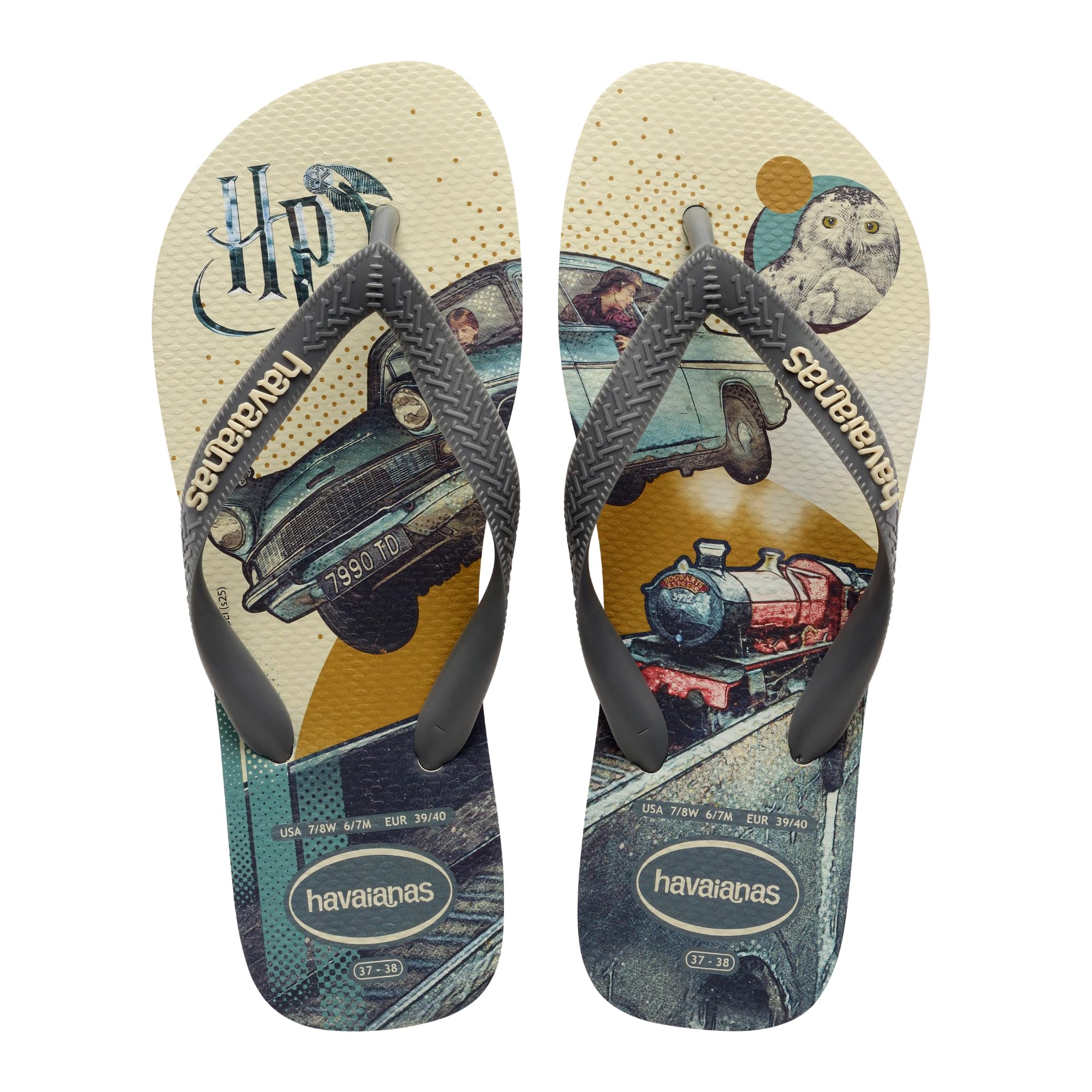 Havaianas Top Harry Potter Unisex Adults FlipFlop Beige/Grey Steel 5.5/6 UK