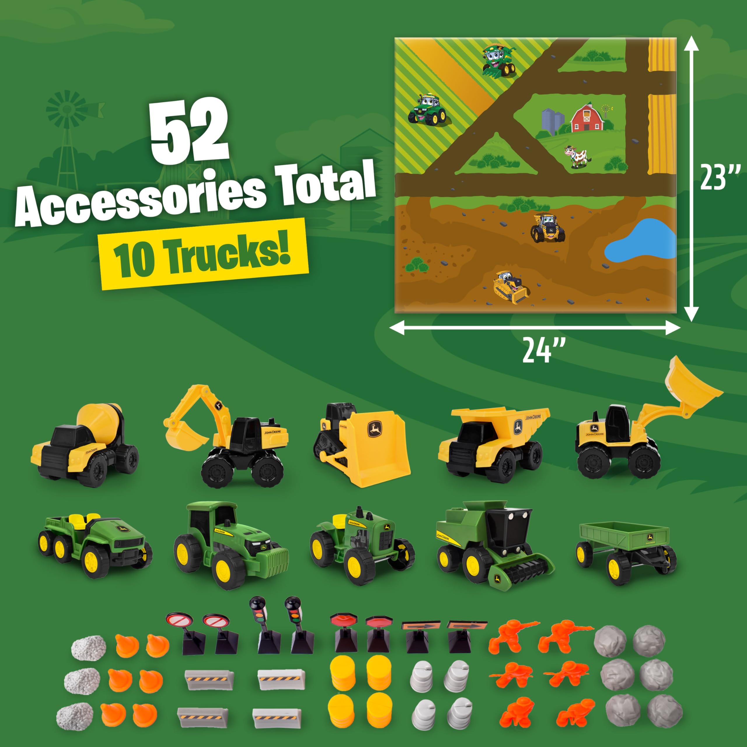 John Deere Mini Movers Adventskalender - Kinder 2026 Weihnachten Adventskalender 24 Tage Überraschungen Urlaub Countdown Kalender Geschenke für Kleinkinder Spielzeugautos Playlet Geburtstag Urlaub