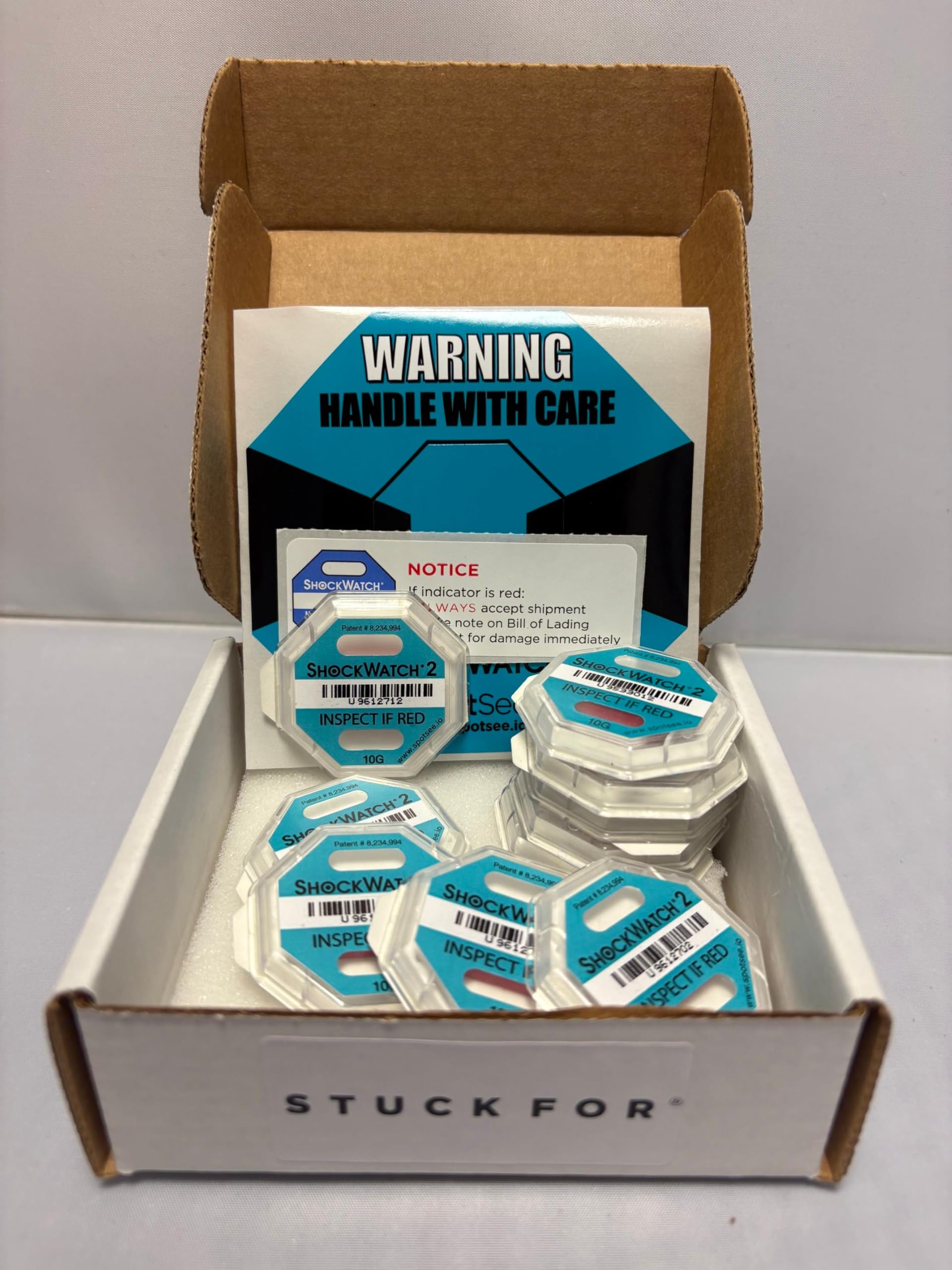 ShockWatch 2 Indicatore di impatto, confezione da 100, 10G Teal, antimanomissione indicatore di danni da urti