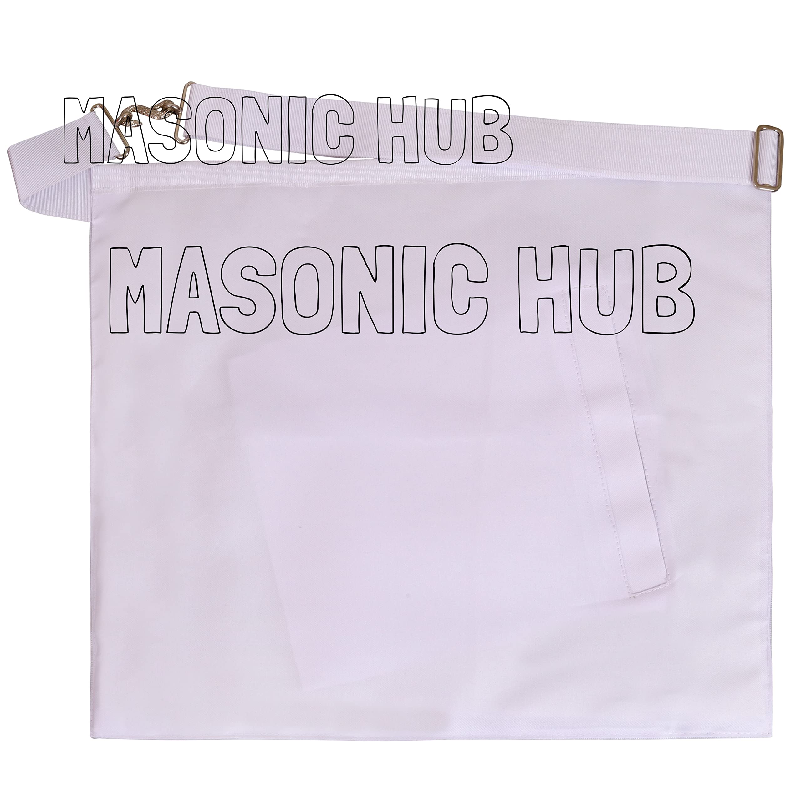 MasonicHub Delantal Mason blanco bordado a mano bullion cuadrado y brújula 100% piel de cordero masónico delantal, Plateado, Large
