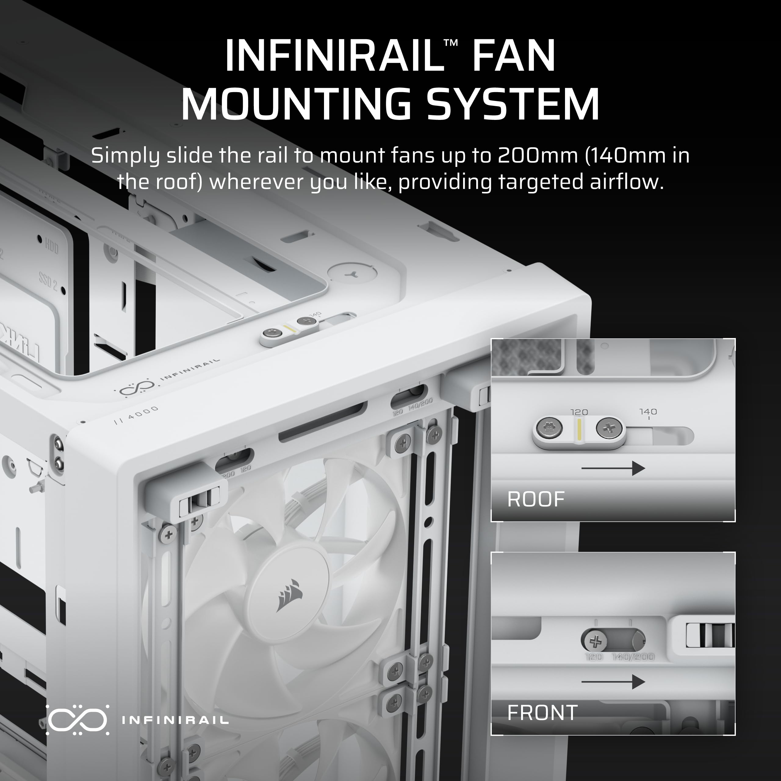 CORSAIR FRAME 4000D WOOD RS Modular Mid-Tower ATX PC Case – Wood Front Panel, 4x RS120 PWM Fans Included, InfiniRail Fan Mount System, Reverse GPU Anti-Sag and Motherboard Support – White/Oak — view 5