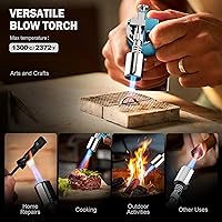 Vista 6 de RAVS Encendedor de butano, soplete de cocina recargable con llama ajustable y hebilla de seguridad, mini linterna de metal premium para hornear