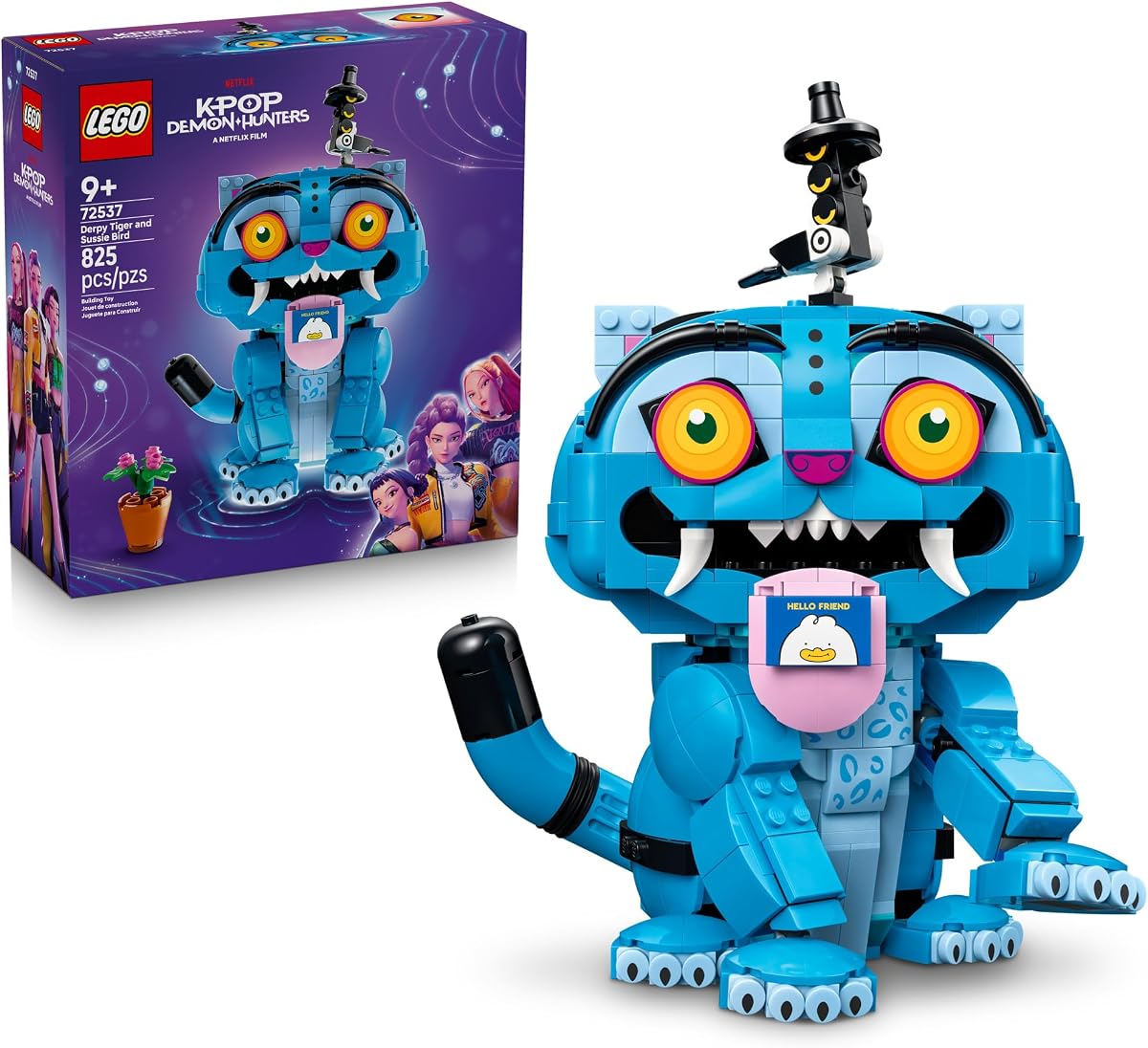 Kpop Demon Hunters Derpy Tiger and Sussie Bird 72537 | Building Toy for Girls & Boys, Ages 9+, Collectible Movie Display for Bedroom or Book Shelf, W/ Flower Pots & Letters