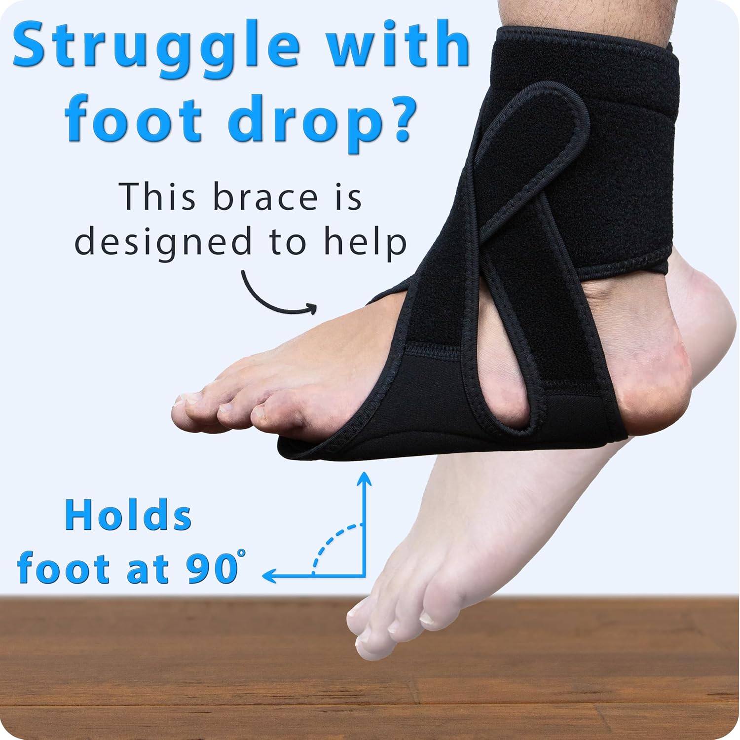 Omeer Left Foot AFO Foot Drop Brace For Walking With Shoes, Socks, Or Barefoot Provides Foot Drop Support For Men Or Women And Also Provides Plantar Fasciitis Relief