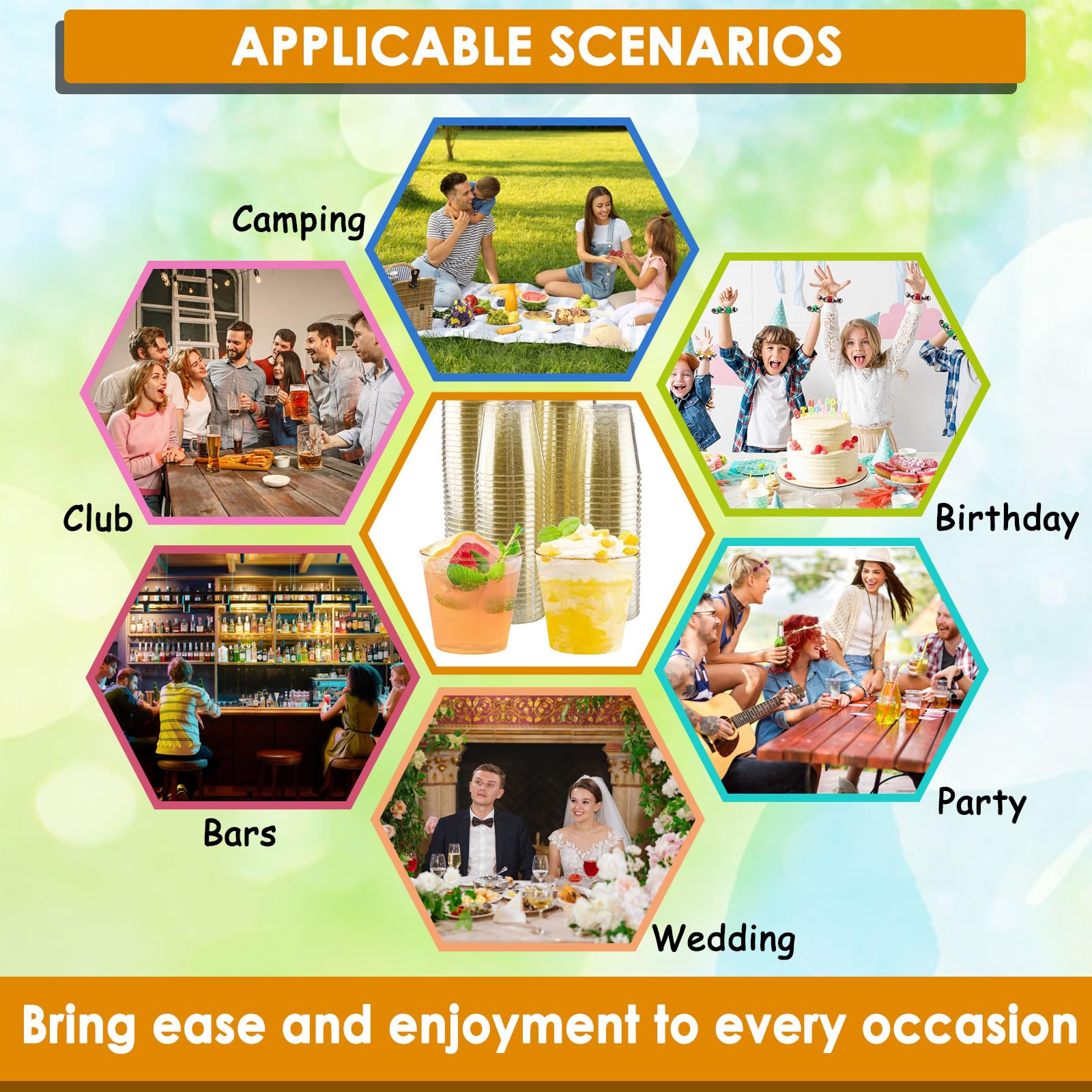 200 Stück Plastik Shotgläser Mit Goldglitter - 30 ML BPA Frei Für Partys