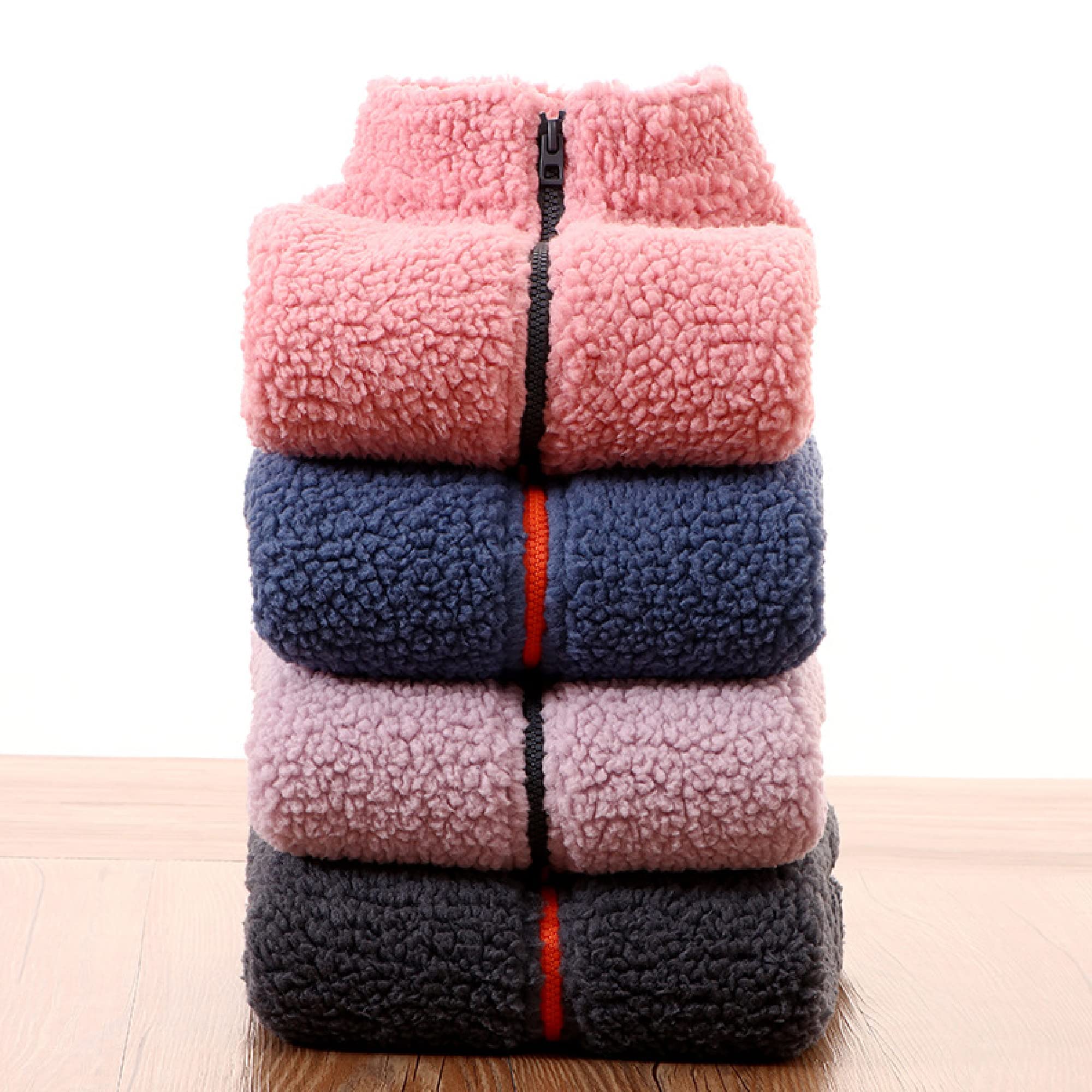 Bambino Bambini Addensare Gilet in Pile Ragazzi Ragazze Gilet Blocchi Colore Collare in Piedi Cerniera Senza Maniche Bambini Invernale Giacca con Tasche