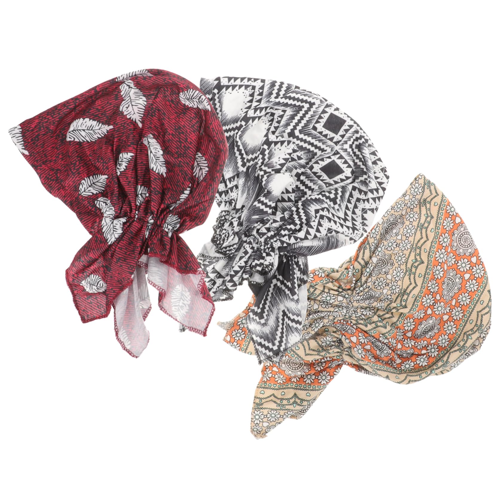 6piezas Turbante Unisex De Algodón Para Quimioterapia De Gorro Diseño Floral Geométrico y Para Uso Casa y Actividades Diarias y Reutilizable