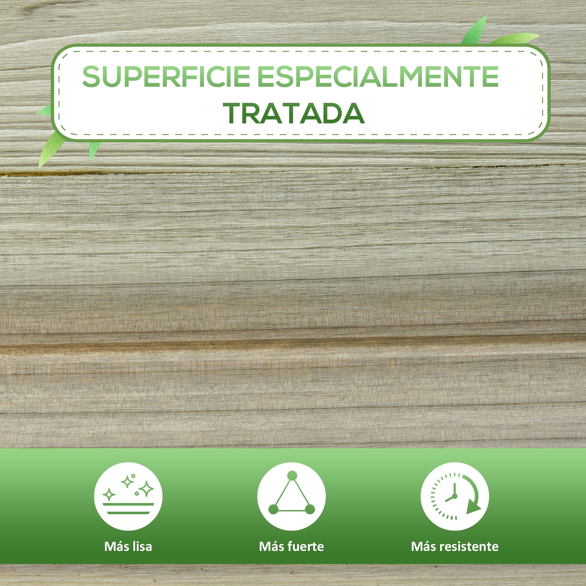 Outsunny Huerto Urbano de Madera con Estante Mesa de Cultivo Rectangular con Orificios de Drenaje para Cultivos Plantas Jardín Terraza Exterior Carga 80 kg 91x51x76 cm Natural
