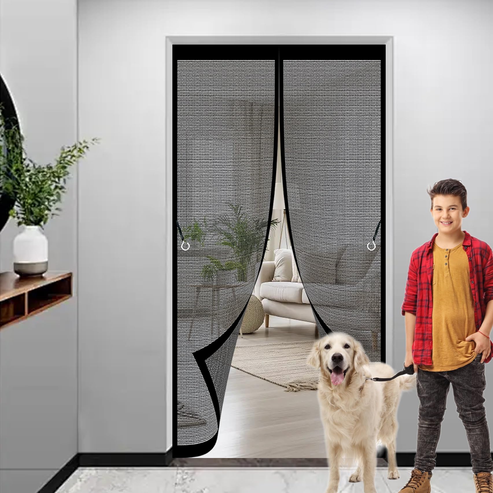 Moustiquaire anti-moustiques et insectes pour rideau de porte noir