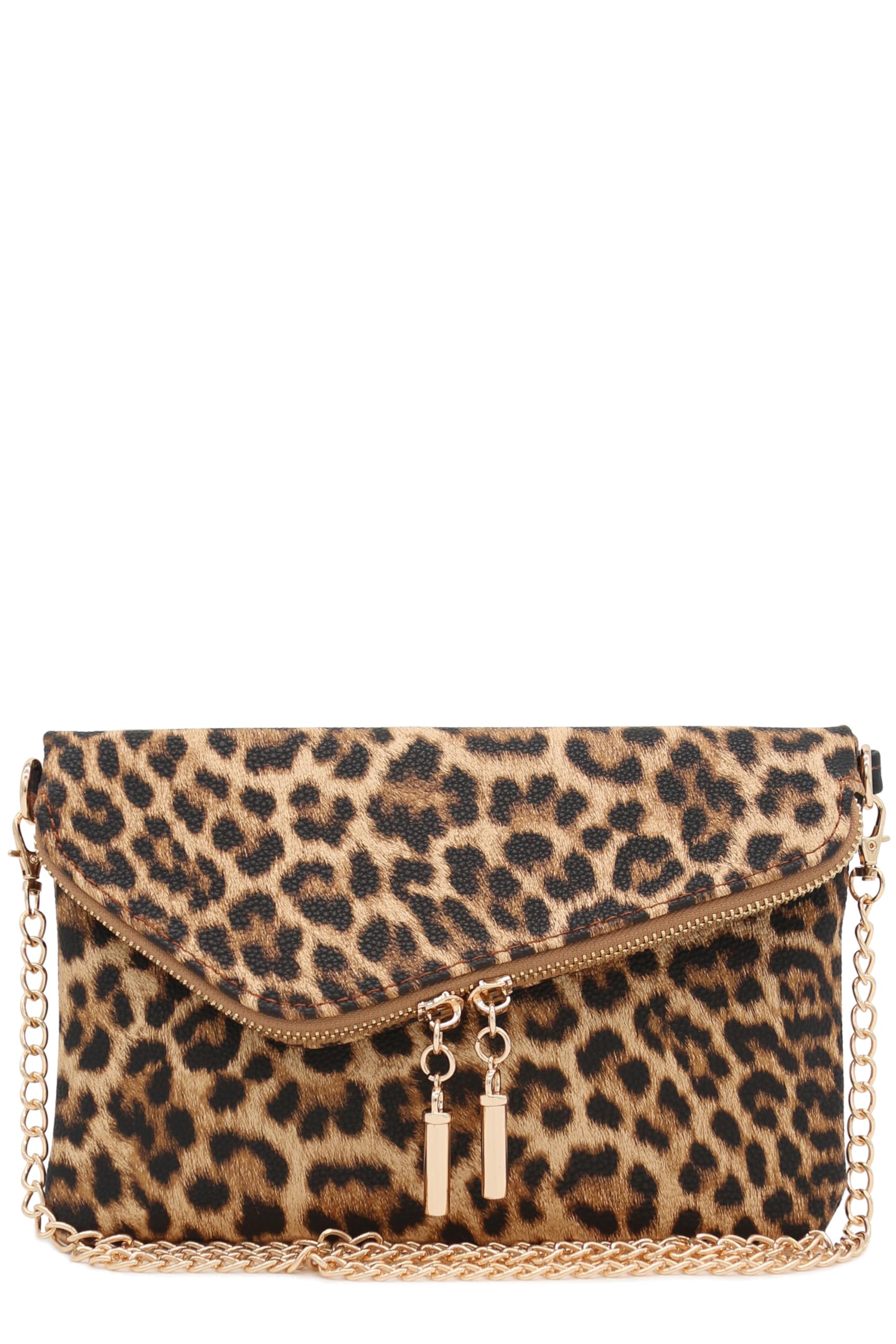 FashionPuzzle Envelope Wristlet Clutch Crossbody Bag with Chain Strap