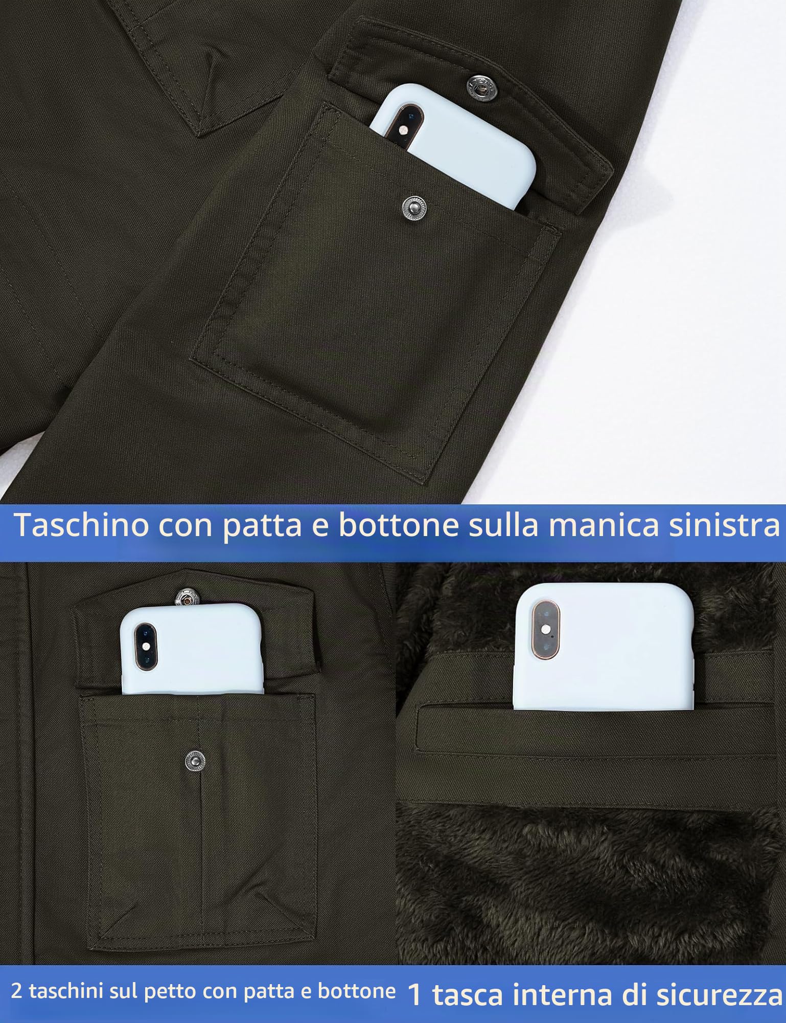 Giacca da uomo Militare Giacca invernale Casual Cotone Antivento Giacca da esterno Cargo Giacca con Cappuccio