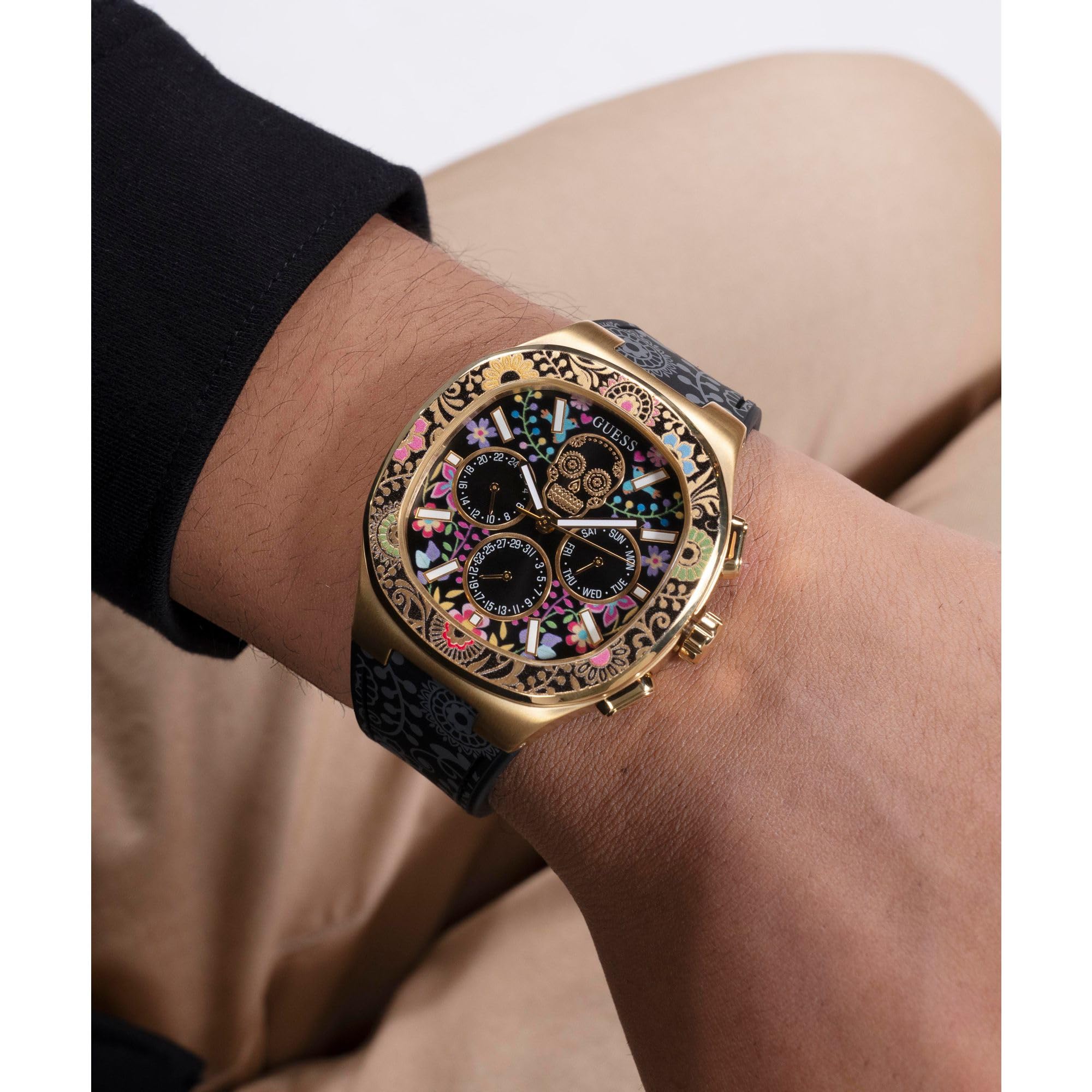 Guess Reloj analógico de Cuarzo para Hombre con Correa de Silicona GW0784G1, Multicolor, Catrin