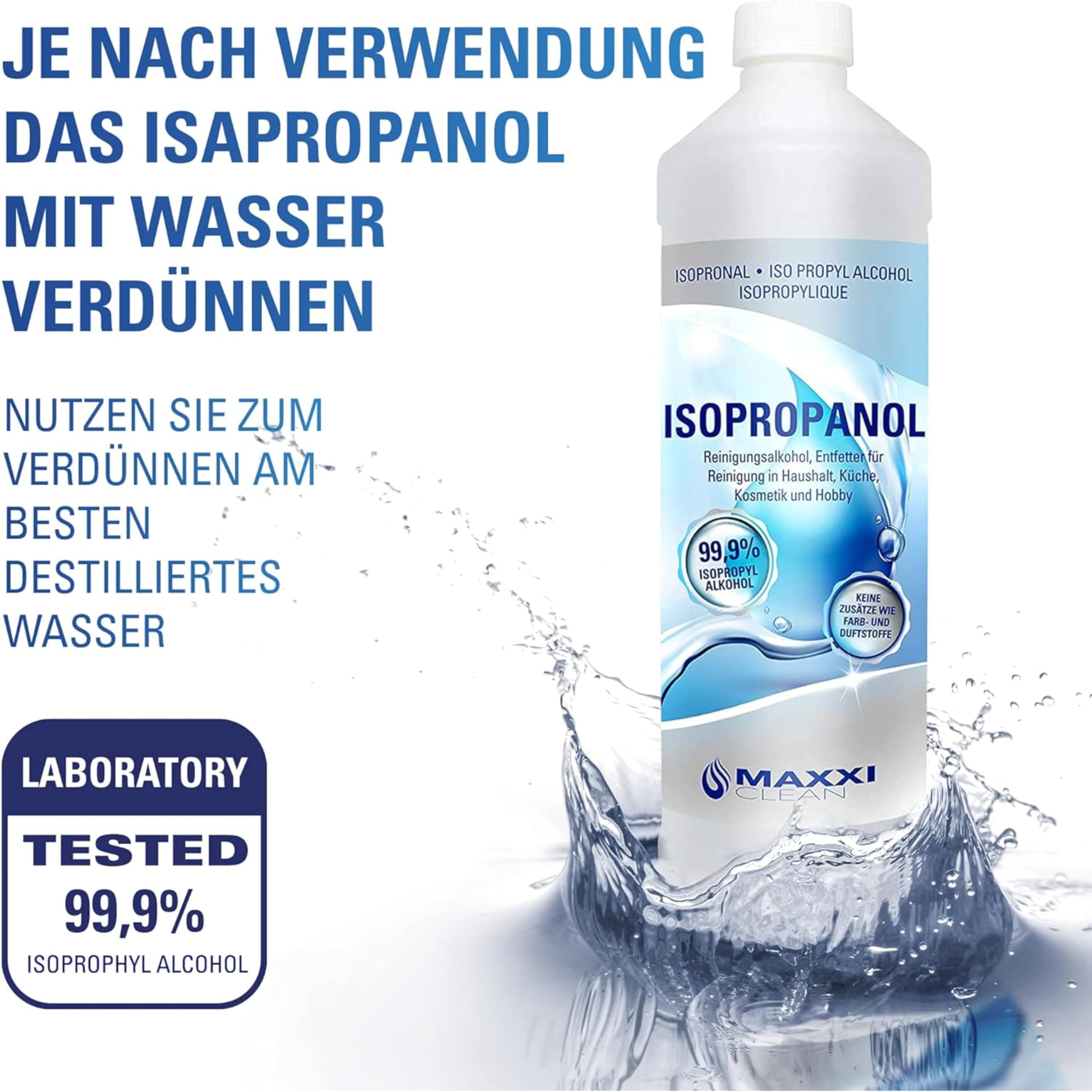 Maxxi Clean | 12x 750 ml reines Isopropanol (99,9%) Reinigungsalkohol | Fettlöser & Lösungsmittel | rückstandsfrei anwendbar zur Reinigung von elekt. Bauteilen, Schallplatten, Druckköpfen und mehr