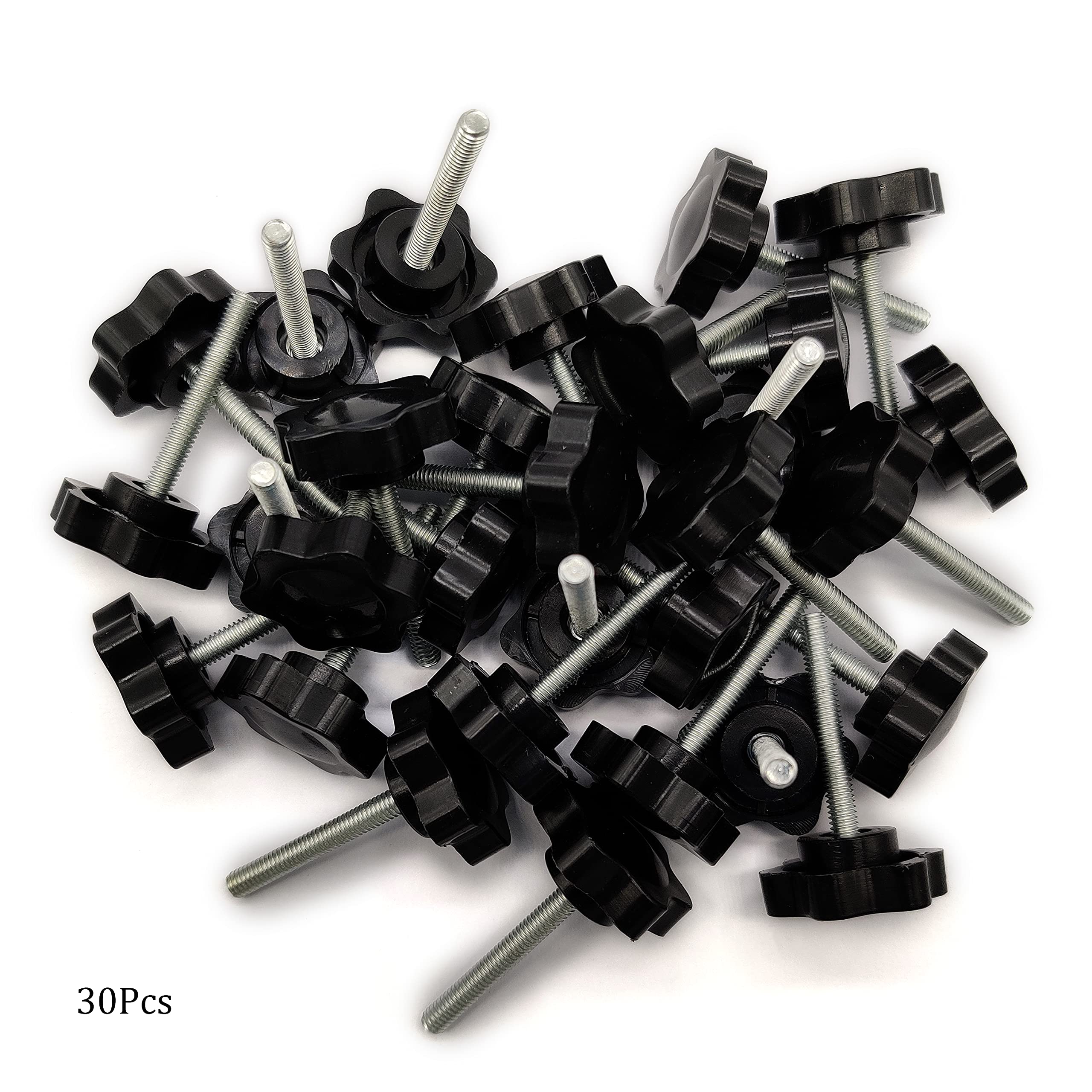 M4 x 30mm Thread Clamping Knob, Thumb Screw, Star Hand Knob Tightening Screw Knob for Machinery 30Pcs, Black - Image 3