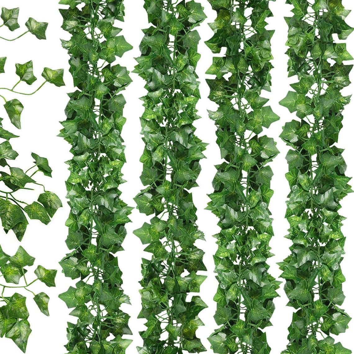 12 Pack Artificial Ivy Garland, 84 Ft Fake Vine Plant Hanging Leaf for Wedding Party Garden Decoration, Landscaping Fence Greenery