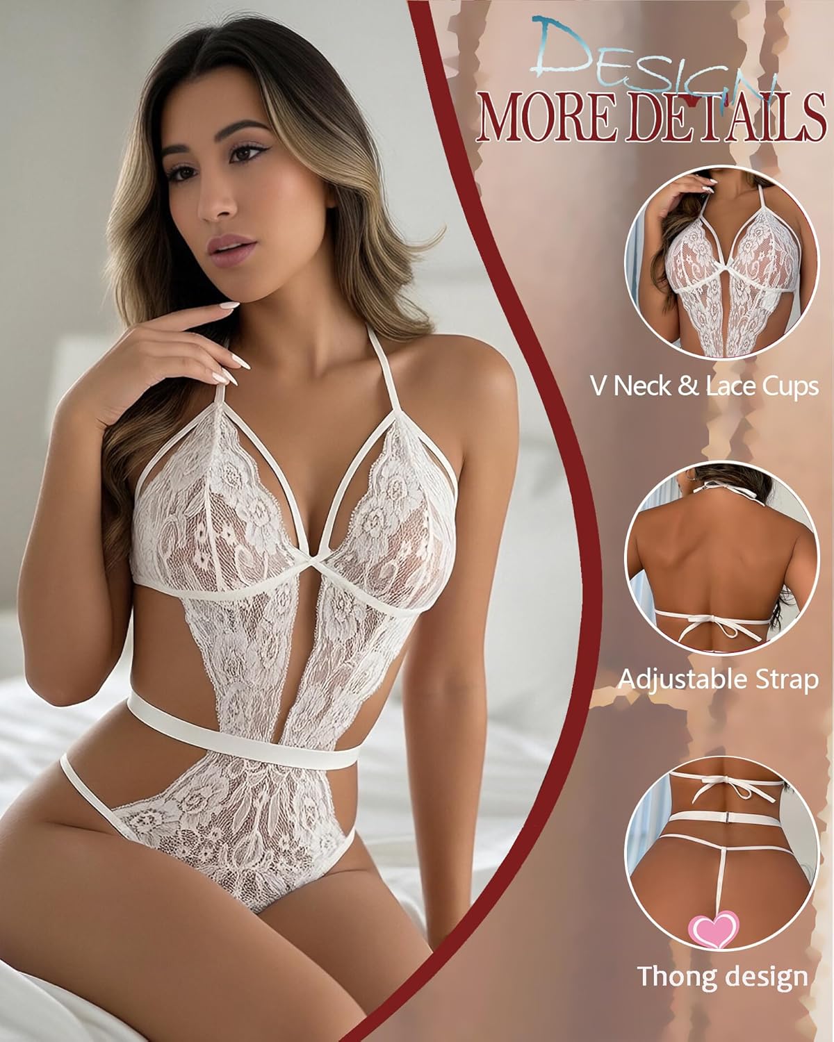 Sexy Women Lingerie High Cut Babydoll One-Piece Women's Lingerie Teddy Lace Bodysuit for Valentine (XS-XXL) - Image 2