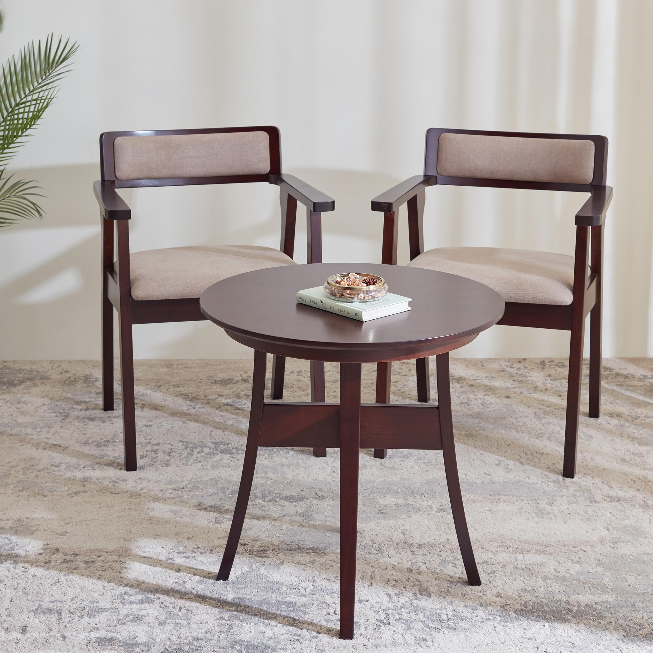 Home Centre Ken Solid Wood 2-Seater Tea Set - Brown