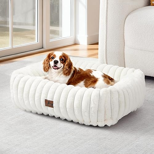 Cama lavable para perros pequeños y medianos, cama rectangular ortopédica de forro polar de pana para mascotas con funda extraíble y parte inferior