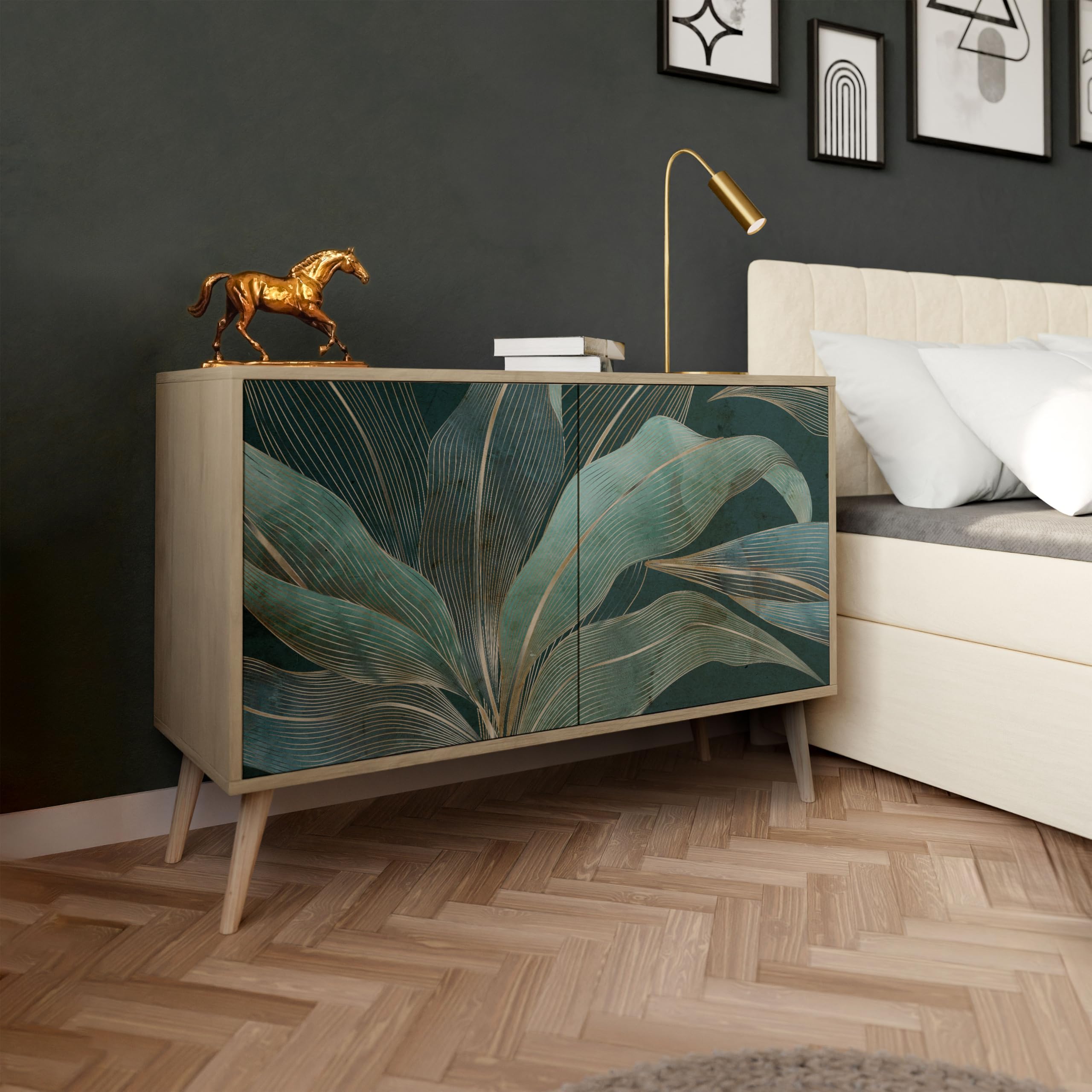 HEALANCY Cassettiera a 2 ante, Cassettiera per la Camera da letto Cassettiera Bassa per il Soggiorno, il Corridoio, la Camera da Letto Cassettiera Moderna di Design alla Moda