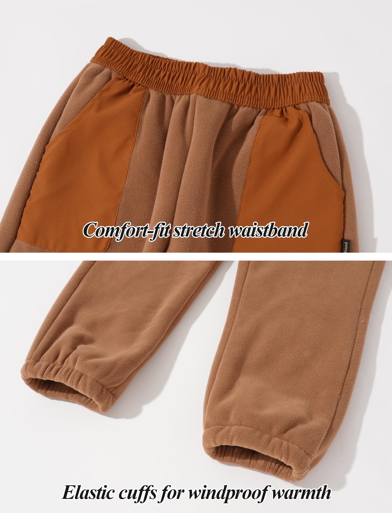 Maeau Pantaloni da jogging in pile per bambini Pantaloni della tuta foderati in pile per ragazzi morbidi invernali caldi pantaloni da jogging elastici in vita con tasche Pantaloni da tuta attivi per