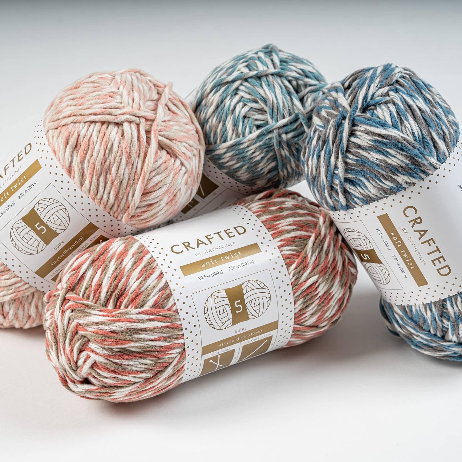 Crafted By Catherine Soft Twist Yarn - 4 Pack, Blue, Gauge 5 Bulky