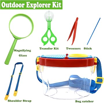 Bug Catcher Kit, Kids Bug Collection Kit, Outdoor Nature Explorer Kit with Tweezers, Magnifying Glass, Science Educational Kit, Bug Observation Container for Boys and Girls