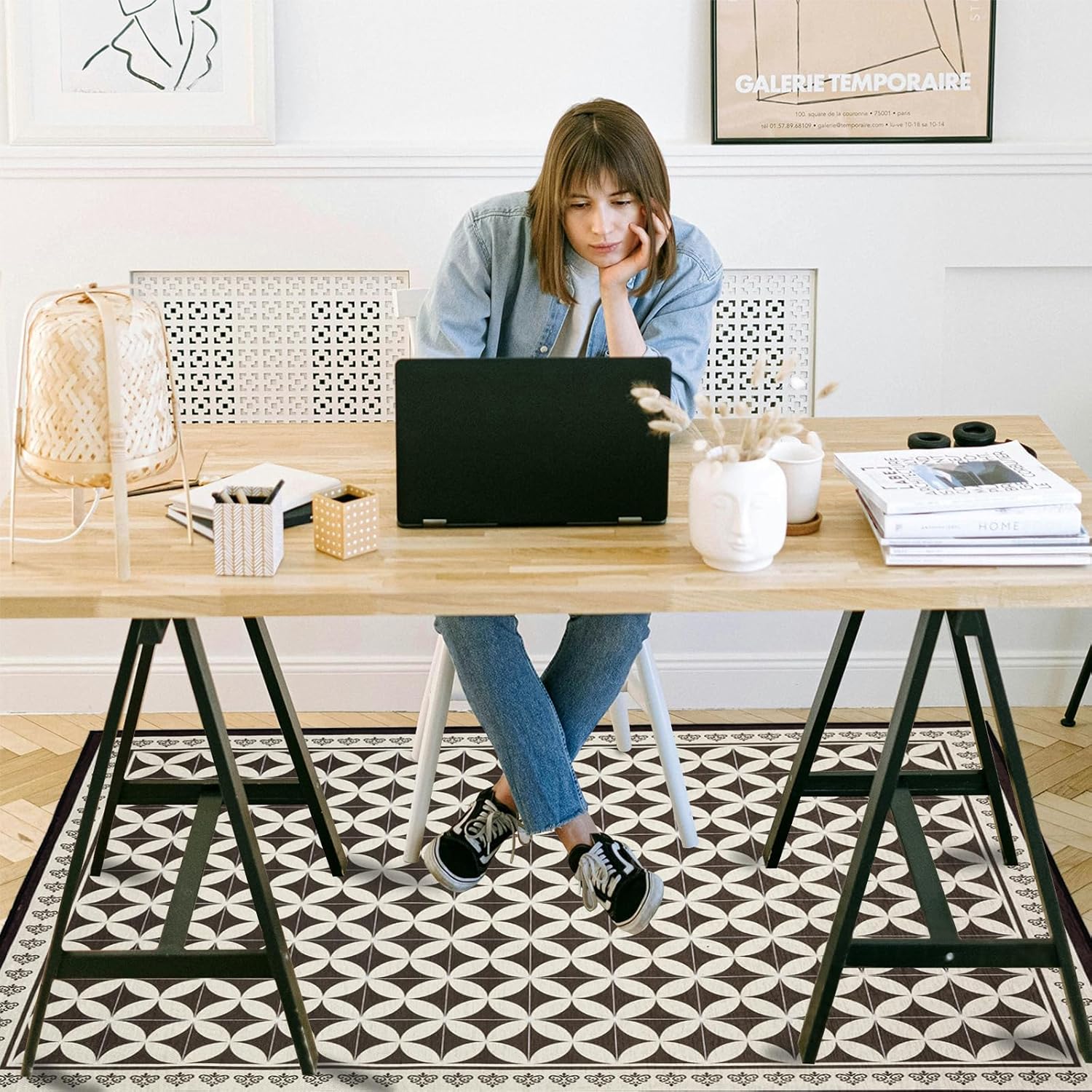 Office Chair Mat for Hardwood Floor, 60"x45" Easy Glide Computer Desk Mat Protector for Rolling Chair Under Desk Rug Nonslip Backing, Machine Wash, (Modern)