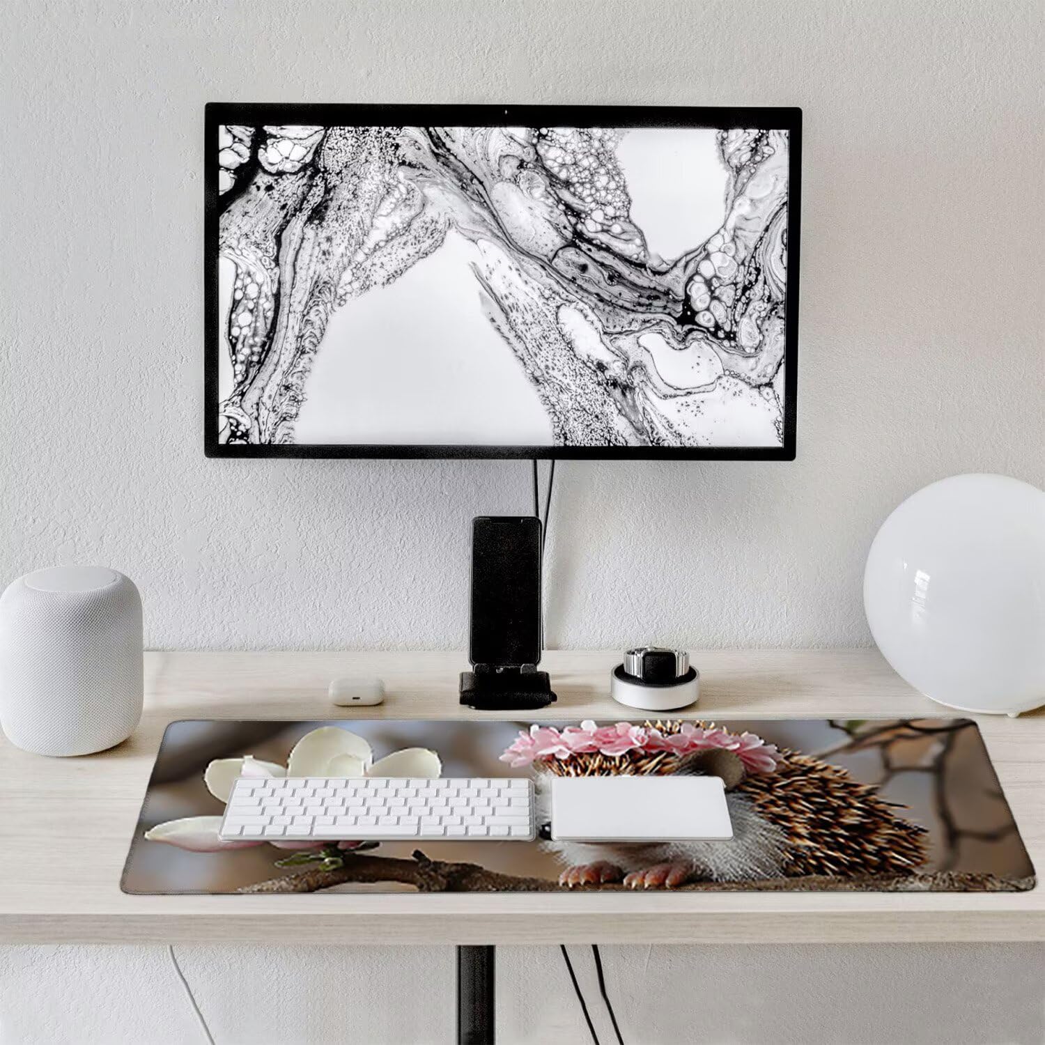 Podkładka pod mysz do gier XXL duża mysz 1200 x 500 mm, duża podkładka pod biurko z antypoślizgową gumową podstawą, poprawia precyzję i szybkość (jadeitowy jeż orchidea) o-101