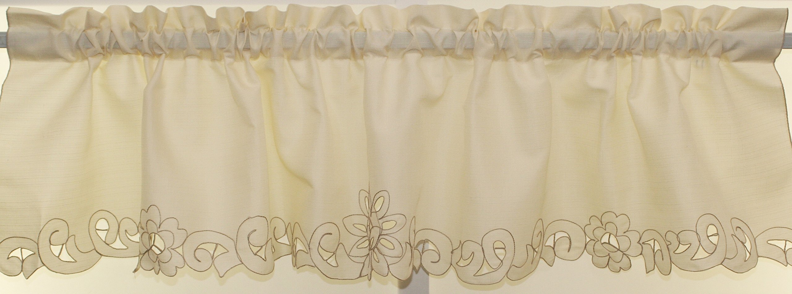 The Curtain Shop Litchfield Insert Valance 60Wx13L-Ecru/Toast