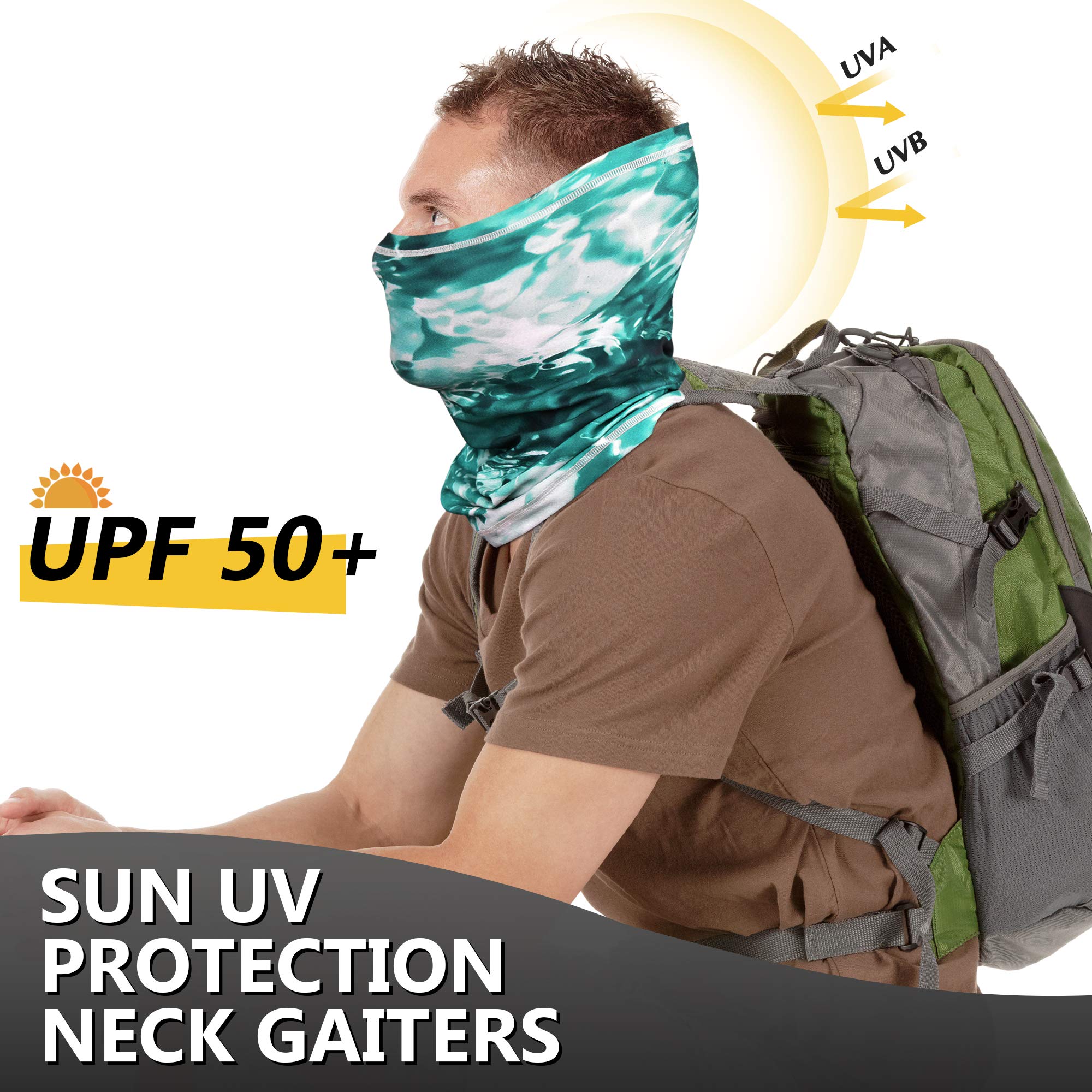 MCTi UV Neck Gaiter Mask, UPF 50 Bandana Balaclava Face Mask Breathable Cooling Sun Summer for Fishing Running 2 Packed …