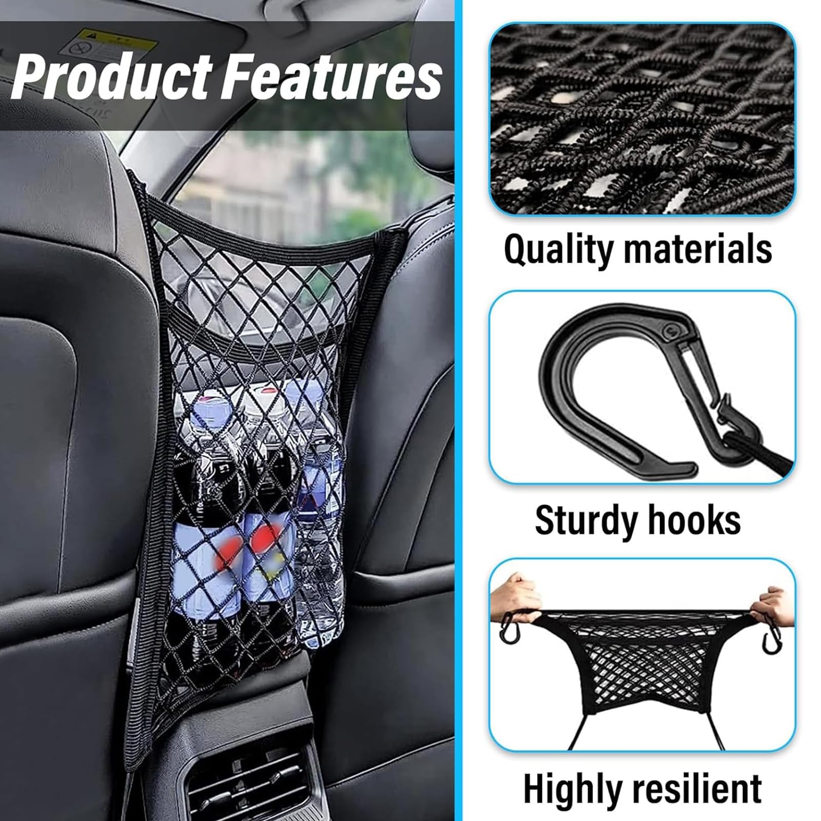 Confezione da 2 organizer per sedile auto con tavolo da pranzo pieghevole e rete centrale per riporre oggetti, organizer multi-tasca per sedile posteriore per giocattoli, snack, oggetti