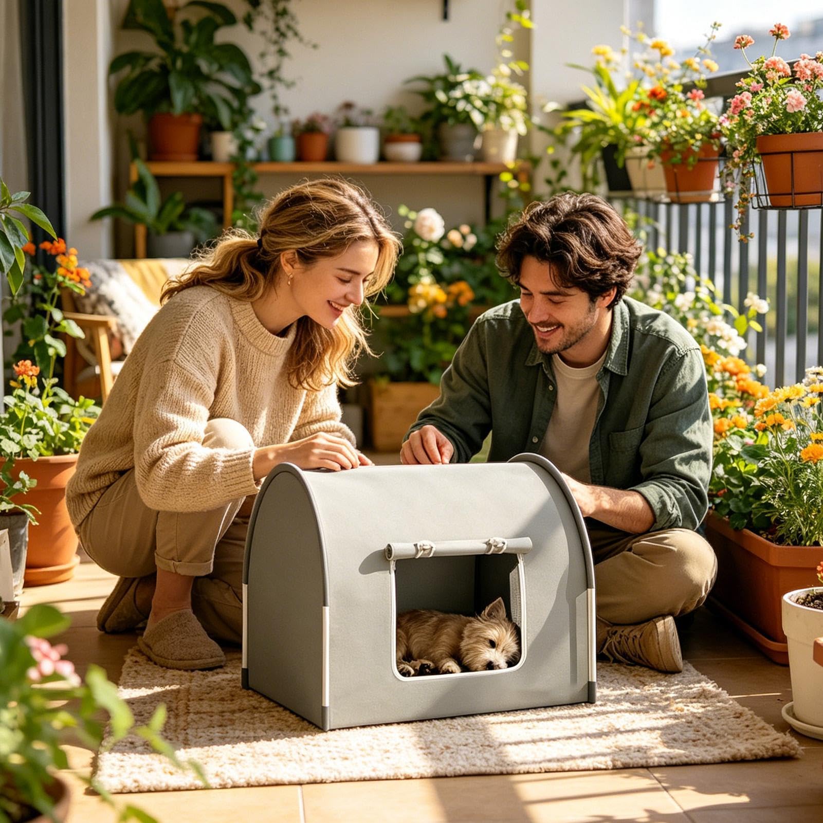 Zelte für Hunde, faltbar, atmungsaktiv, für Welpen, für draußen, für drinnen und draußen, im Sommer auf der Terrasse, beim Camping im Auto und im Garten