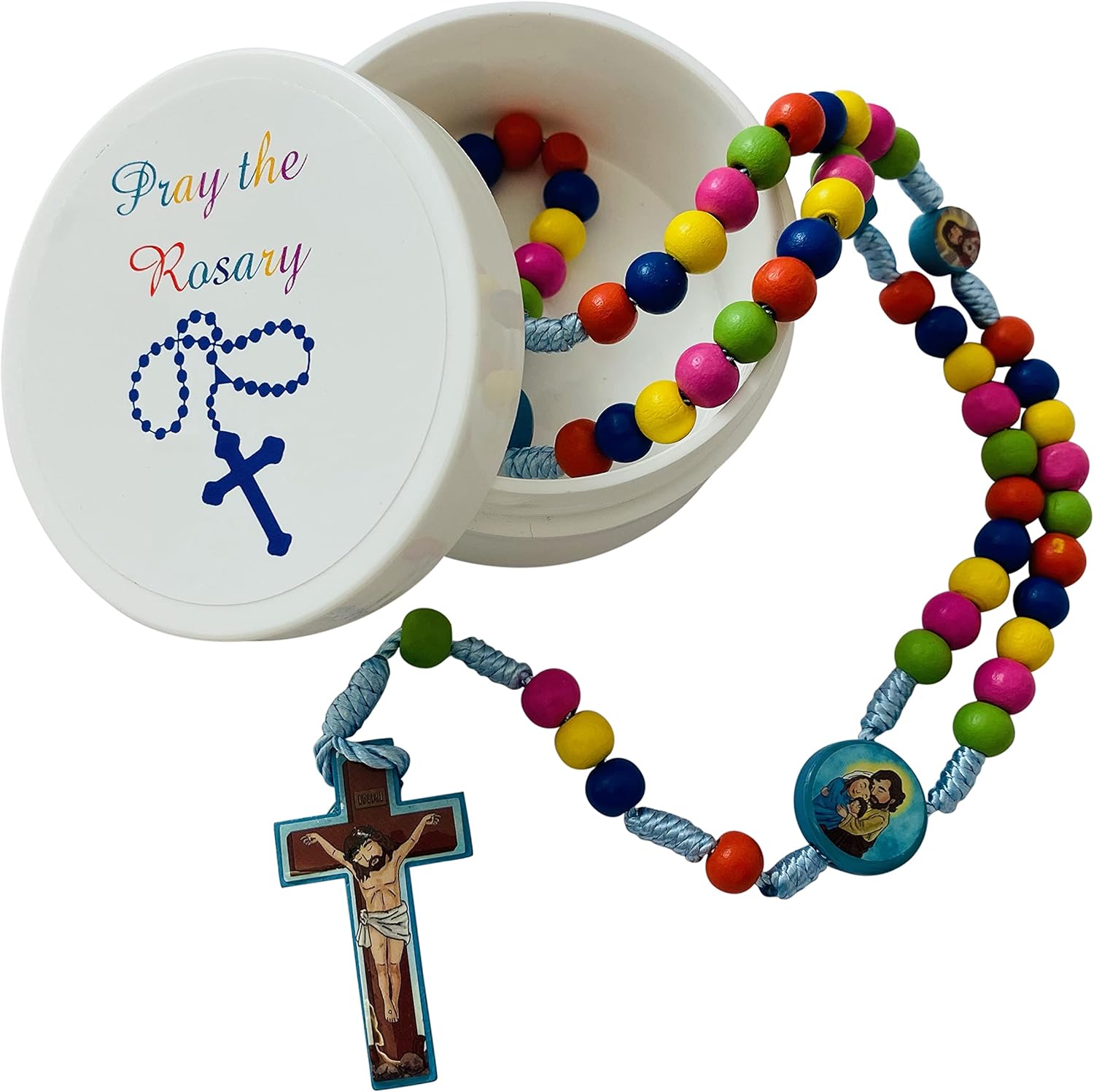 Westmon Works Rosary Saint Set with Wooden Beads and Colorful Protective Case - Image 2