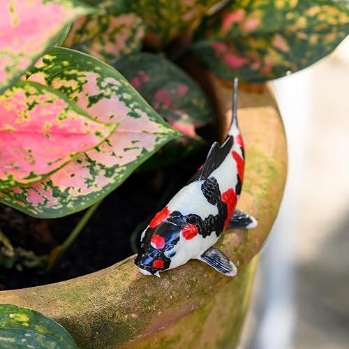 Miniatura 5 de Tancho Handpainted Koi Fish Figurines - Unique Selection for Fish Lovers - Office & Aquarium - Collectibles & Décor (4 CM, High Grade, Tancho