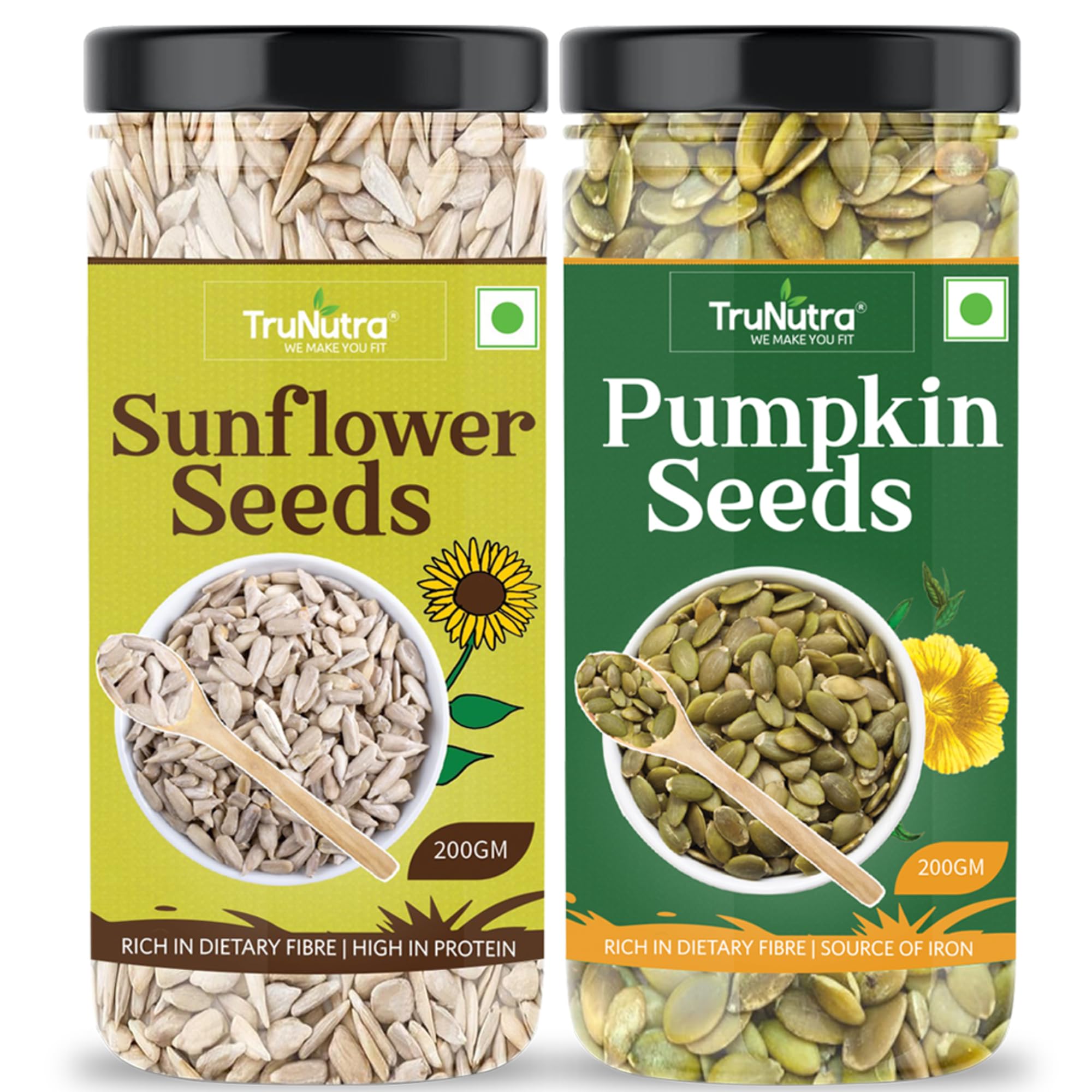 TruNutra Pumpkin Seeds 200g- Sunflower Seeds 200g Combo Seeds for Weight Loss | Loaded With Omega-3, Zinc & Fiber Rich | Manage Healthy Heart | Raw & Non-GMO Diet Seeds For eating 400g (200g*2) (B0CRBCQLLZ) Amazon Price History, Amazon Price Tracker